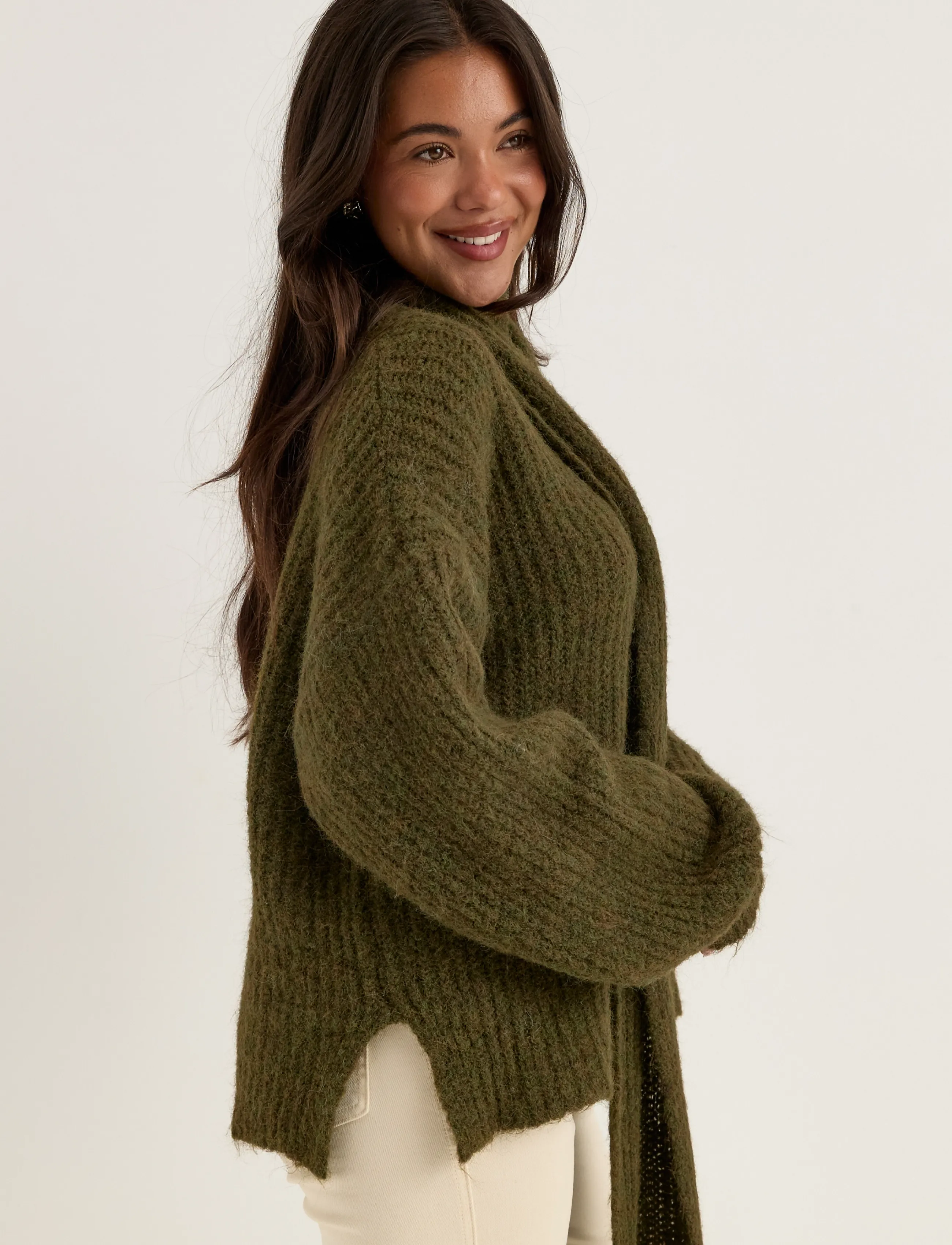 Bubbleroom - Knitted Scarf Sweater - pullover - dark green - 4