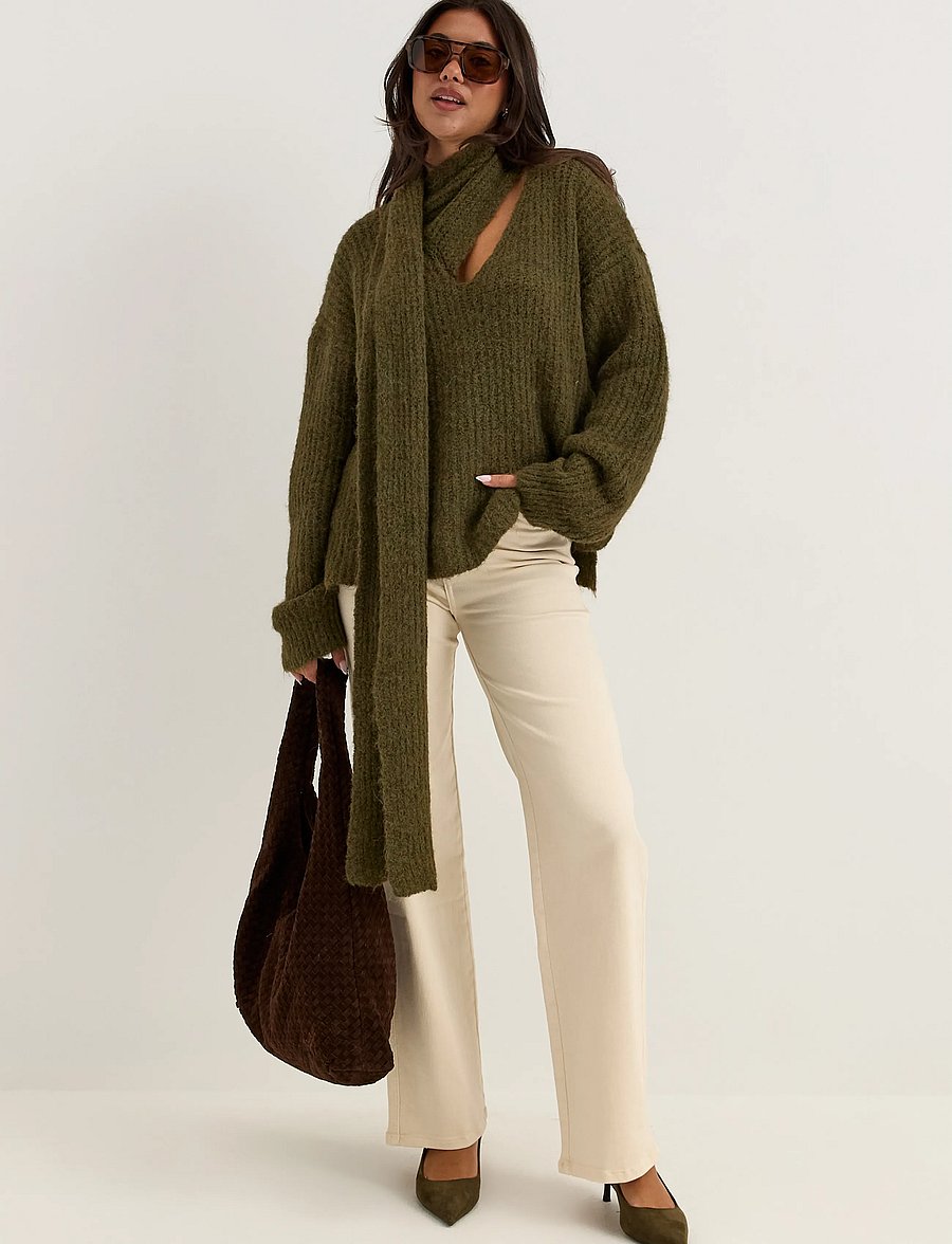 Bubbleroom - Knitted Scarf Sweater - pullover - dark green - 5