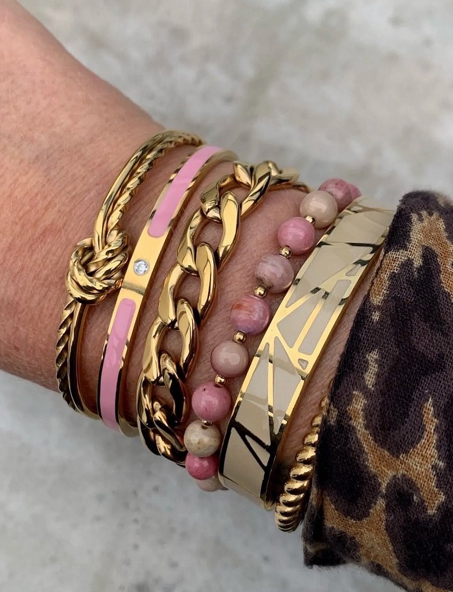 Bud To Rose - Beverly Bracelet Pink/Gold - armbänder - pink - 0