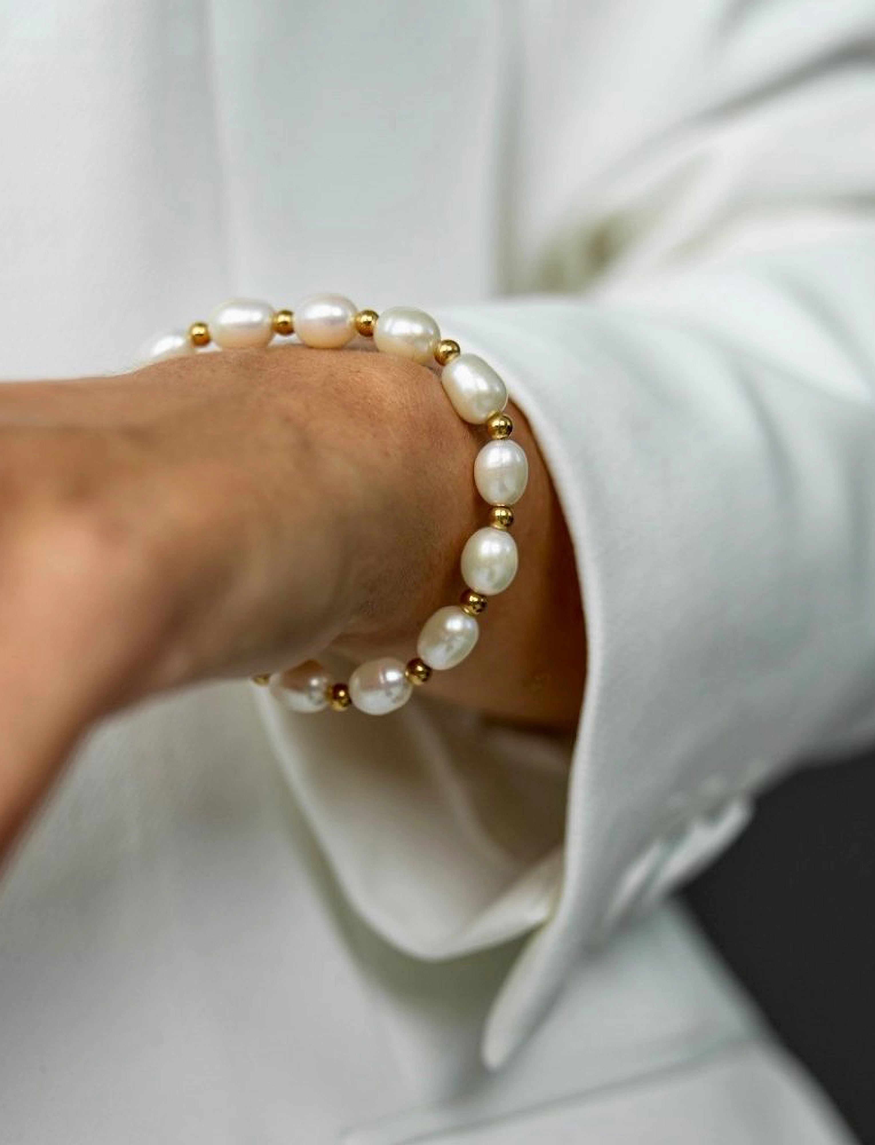 Bud To Rose Pearl Elastic Bracelet, One Size, Jewellery, Weiß - Bracelets, Frauen