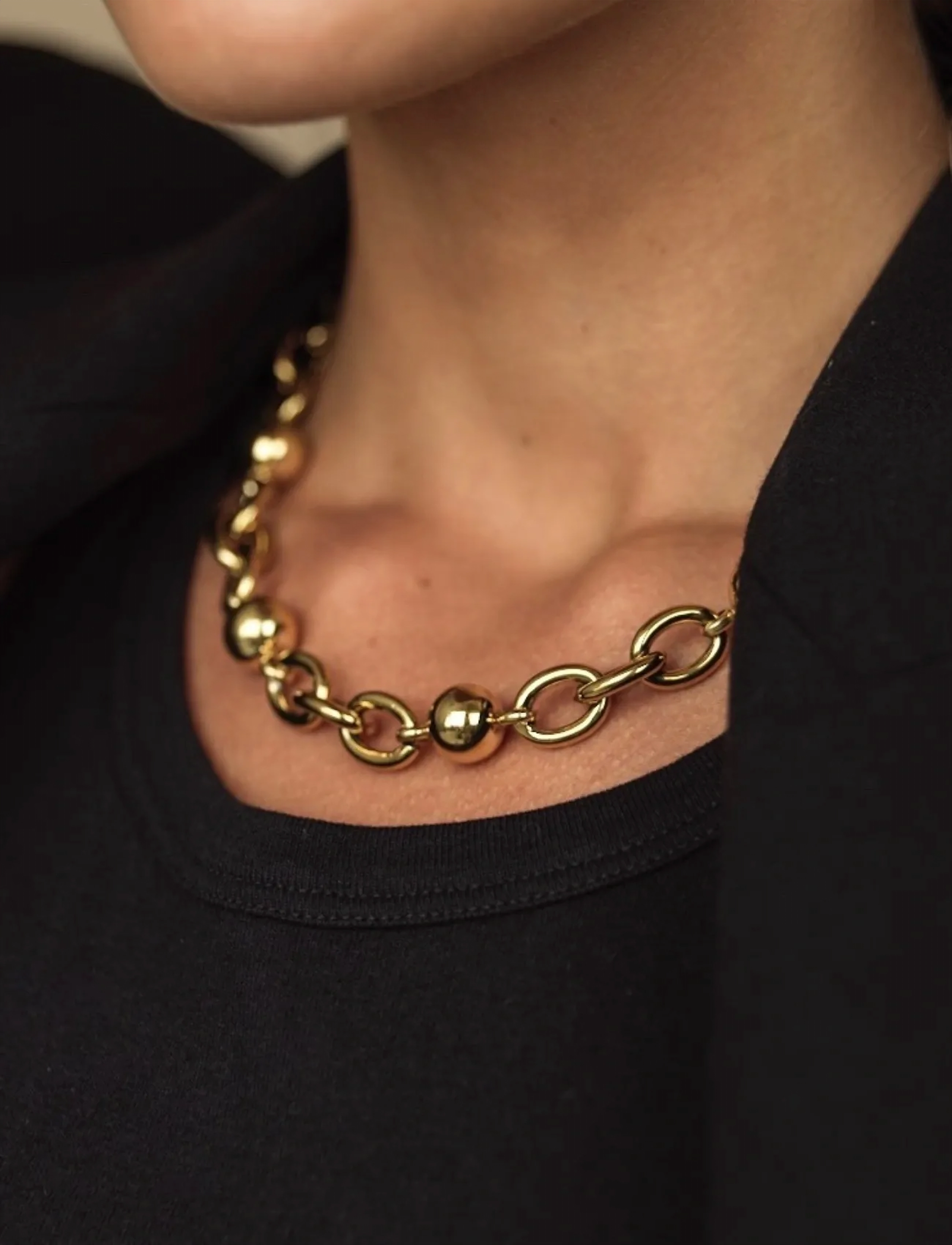 Bud to rose - Globe Chunky Chain Necklace Gold - gold - 3