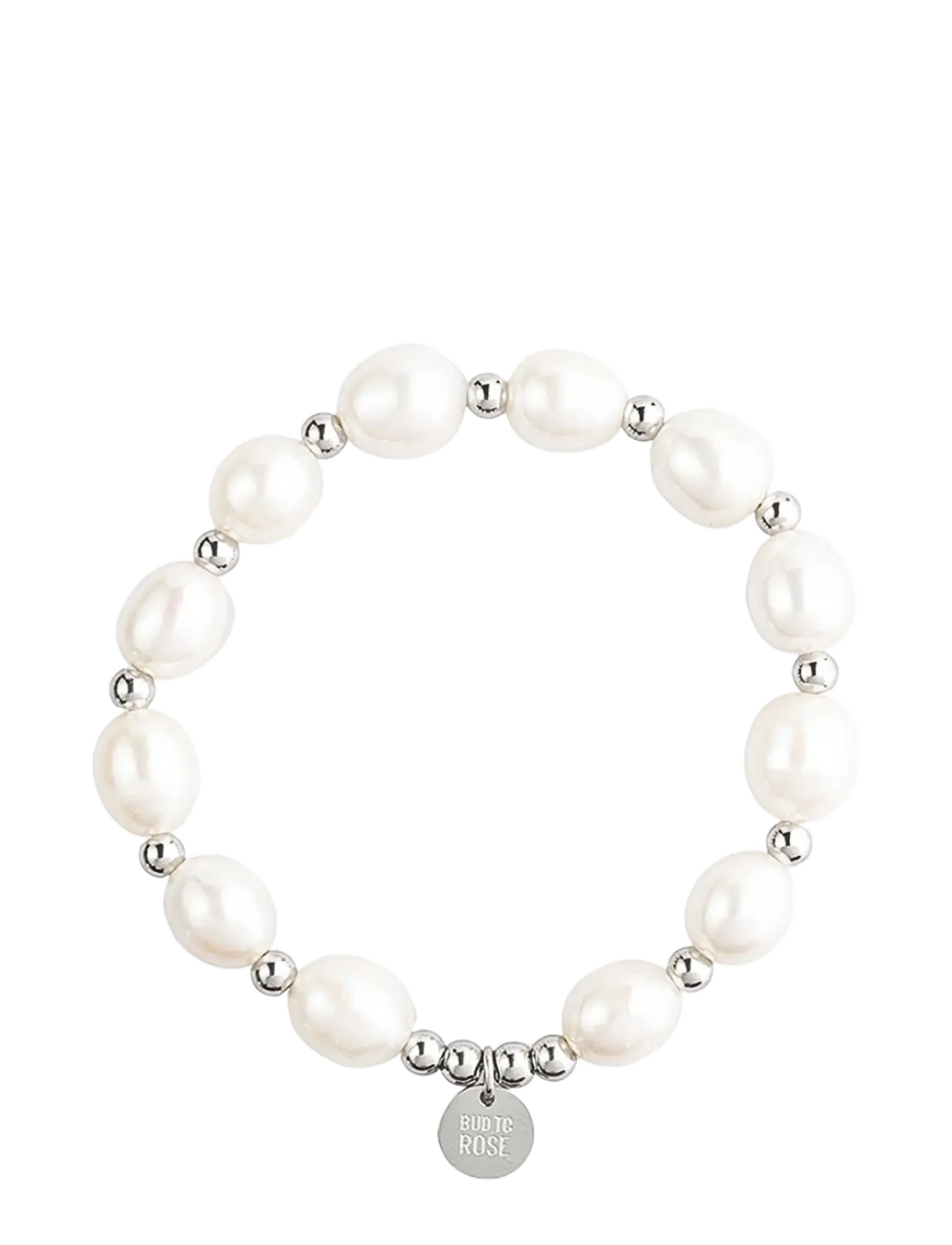BUD TO ROSE Pearl Elastic Armband Silber Weiß - One Size - Damen