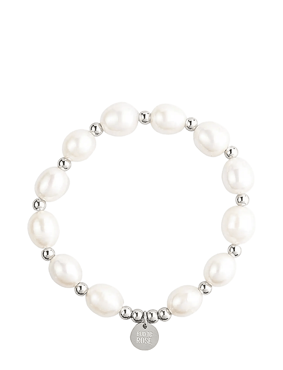 Bud To Rose - Pearl Elastic Bracelet Silver - perlenarmbänder - silver - 1