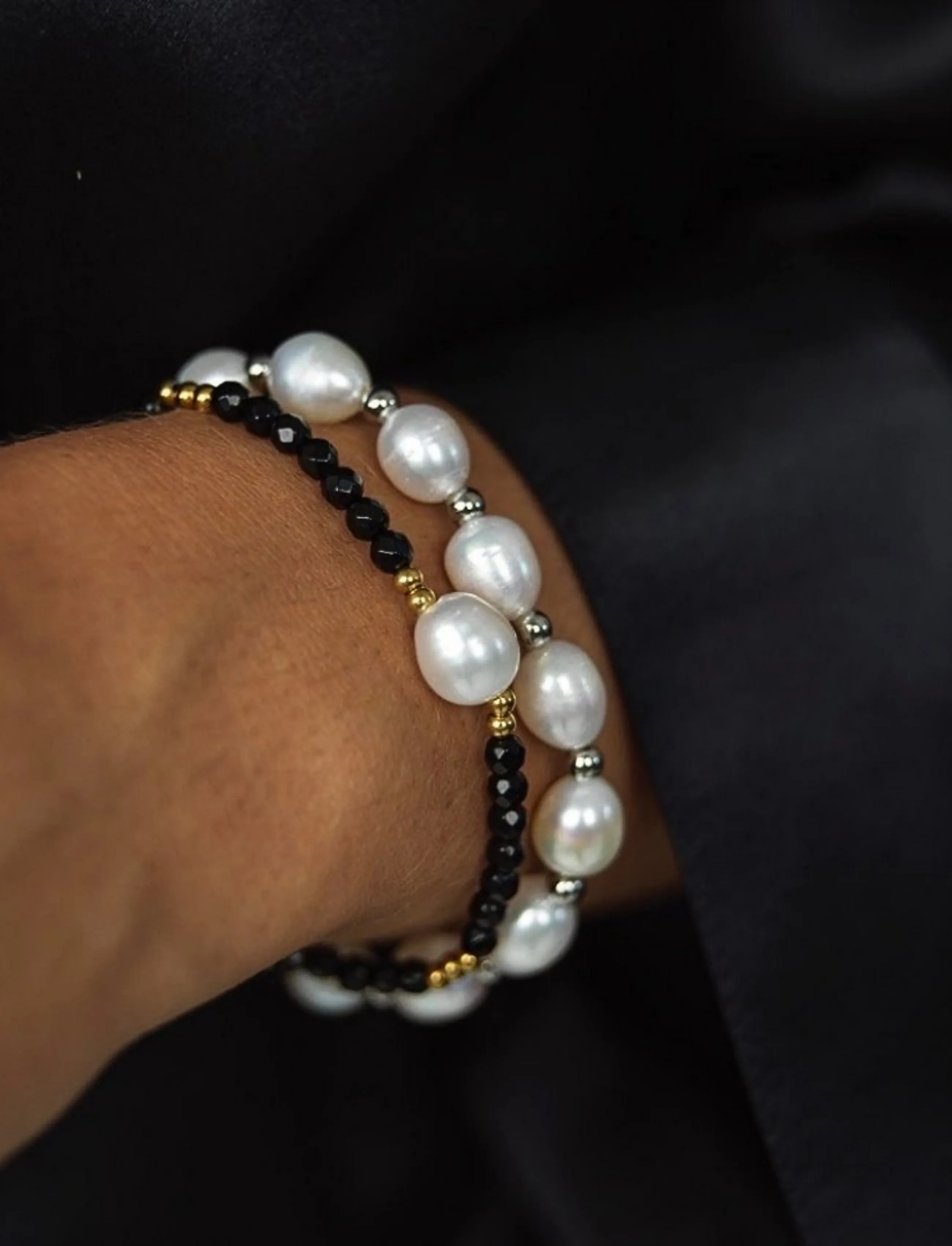 Bud To Rose Pearl Elastic Bracelet Silver, One Size, Bracelets, Weiß - Frauen