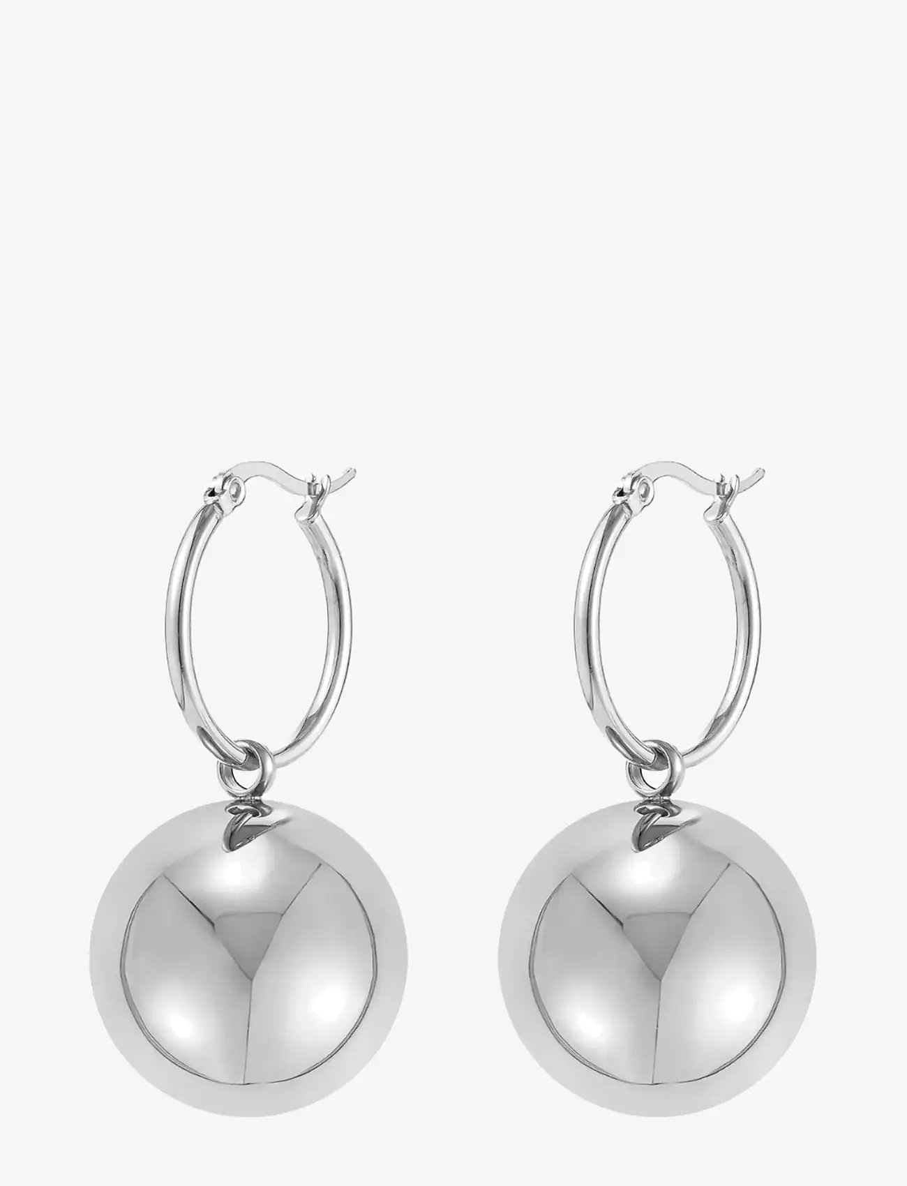 Bud to rose - Globe Maxi Hoop Gold - pendant earrings - silver - 1