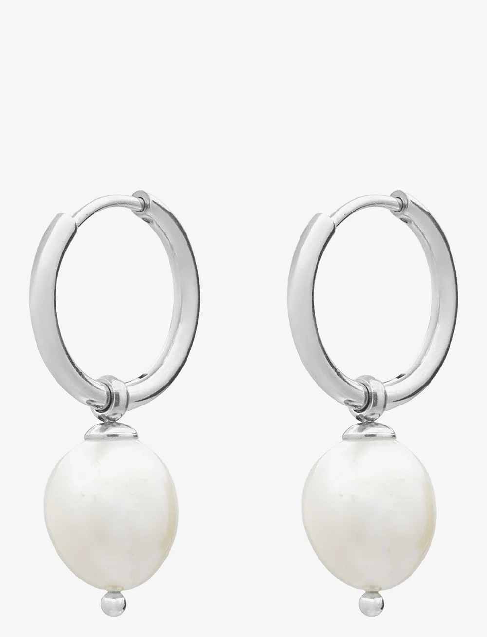 Bud to rose - Pearl Hoop Silver - perlenohrringe - silver - 1