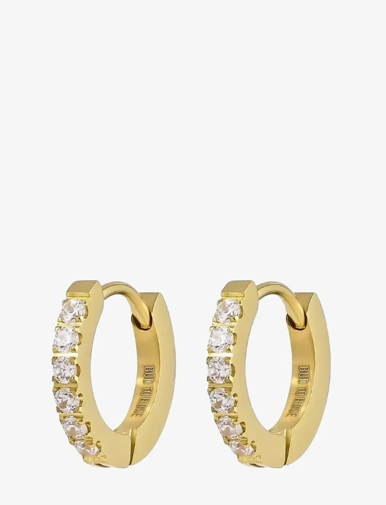 Bud to rose - Crown Huggie Clear/Gold - hoops - gold - 1