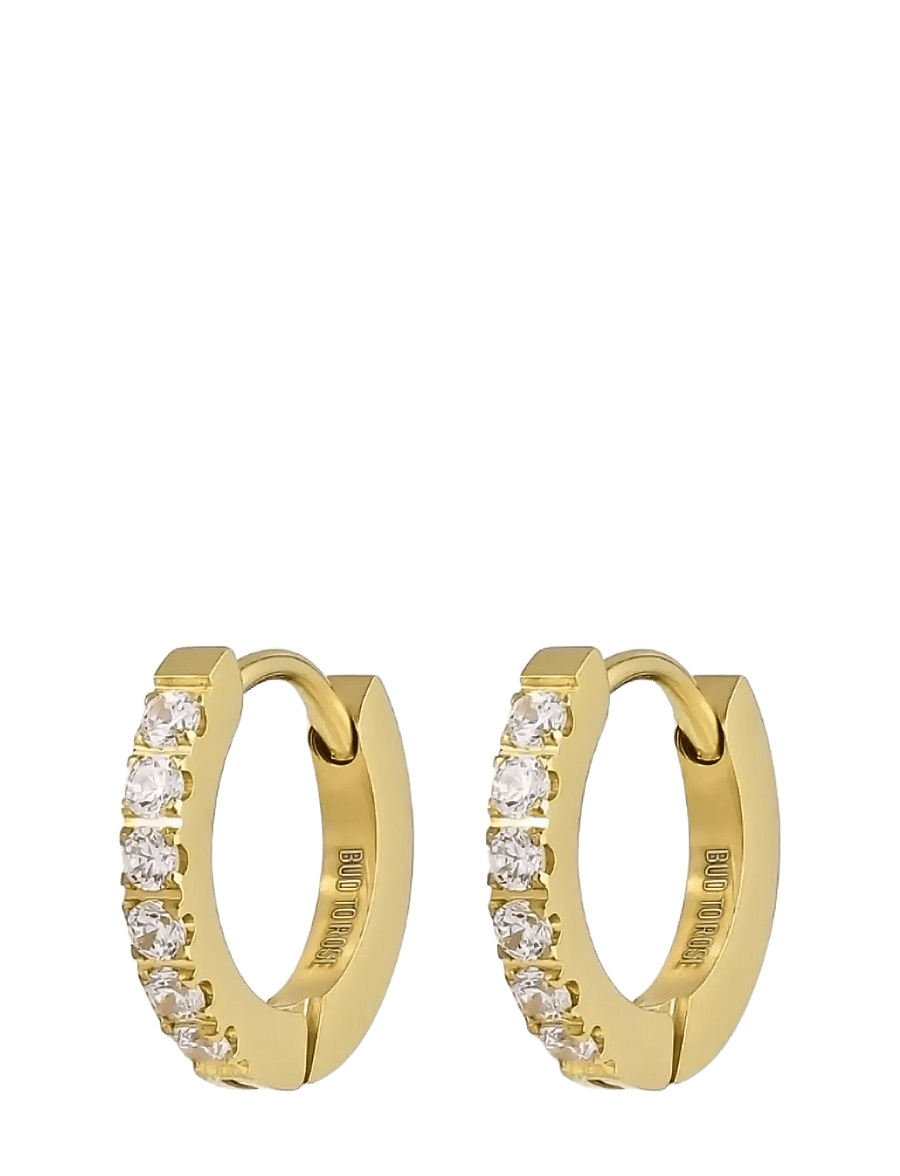 Bud To Rose - Crown Huggie Clear/Steel - rõngad - gold - 1