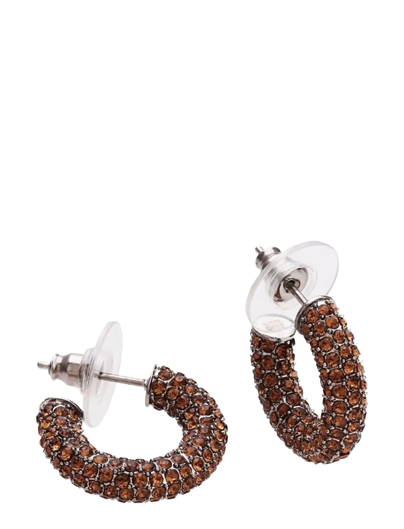 Bud To Rose Lola Crystal Hoop Earring Brown/Silver - Schmuck - BROWN / brown