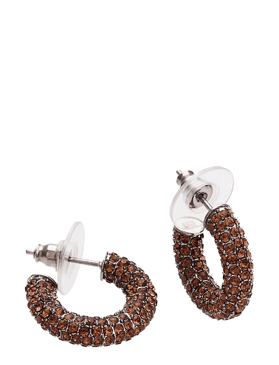 Bud To Rose - Lola Crystal Hoop Earring Brown/Silver - kreolen - brown - 1