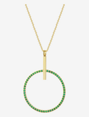 Zone Crystal Necklace Green/Gold - GOLD