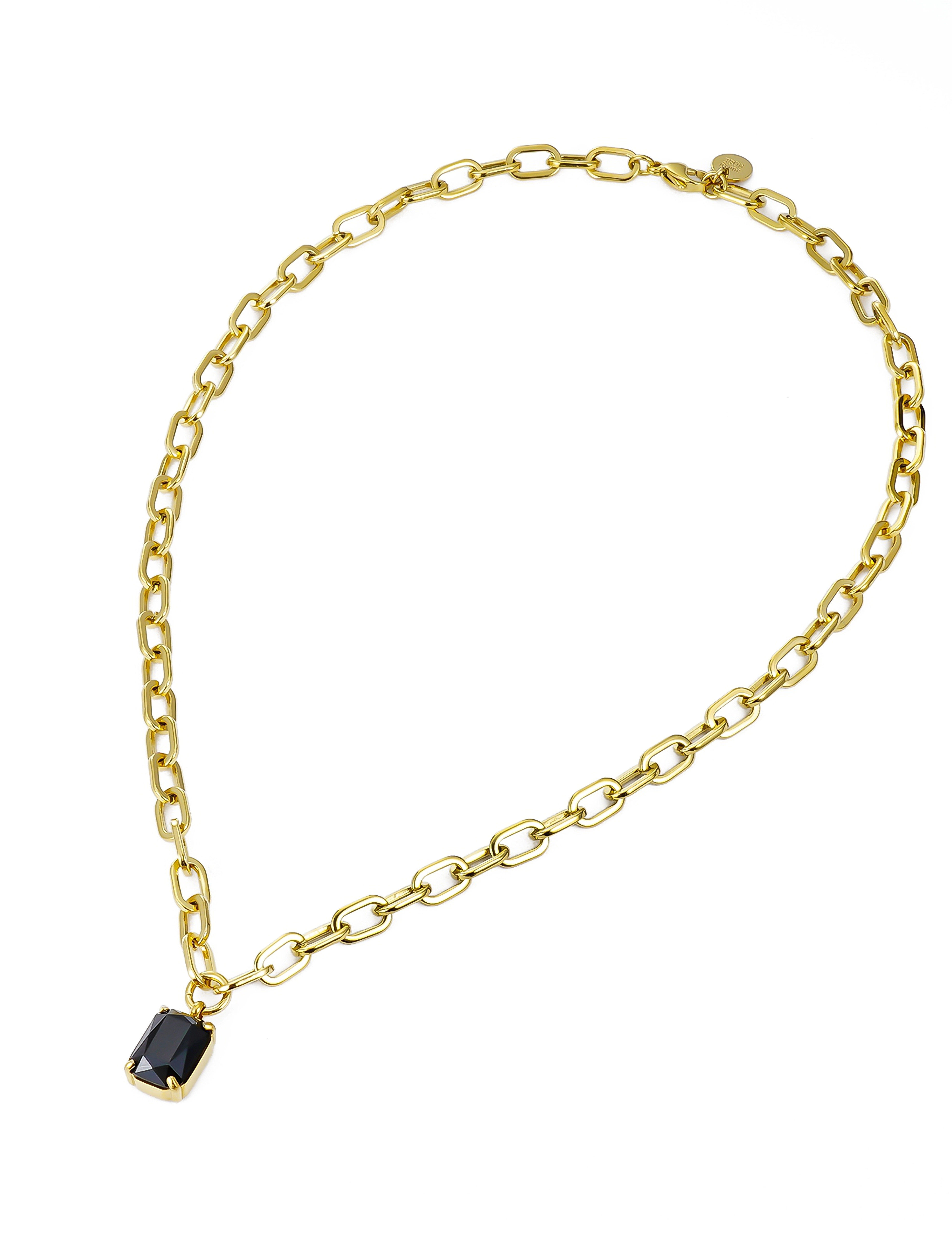 Bud to rose - Aspen Link Necklace Black/Gold - gold - 1
