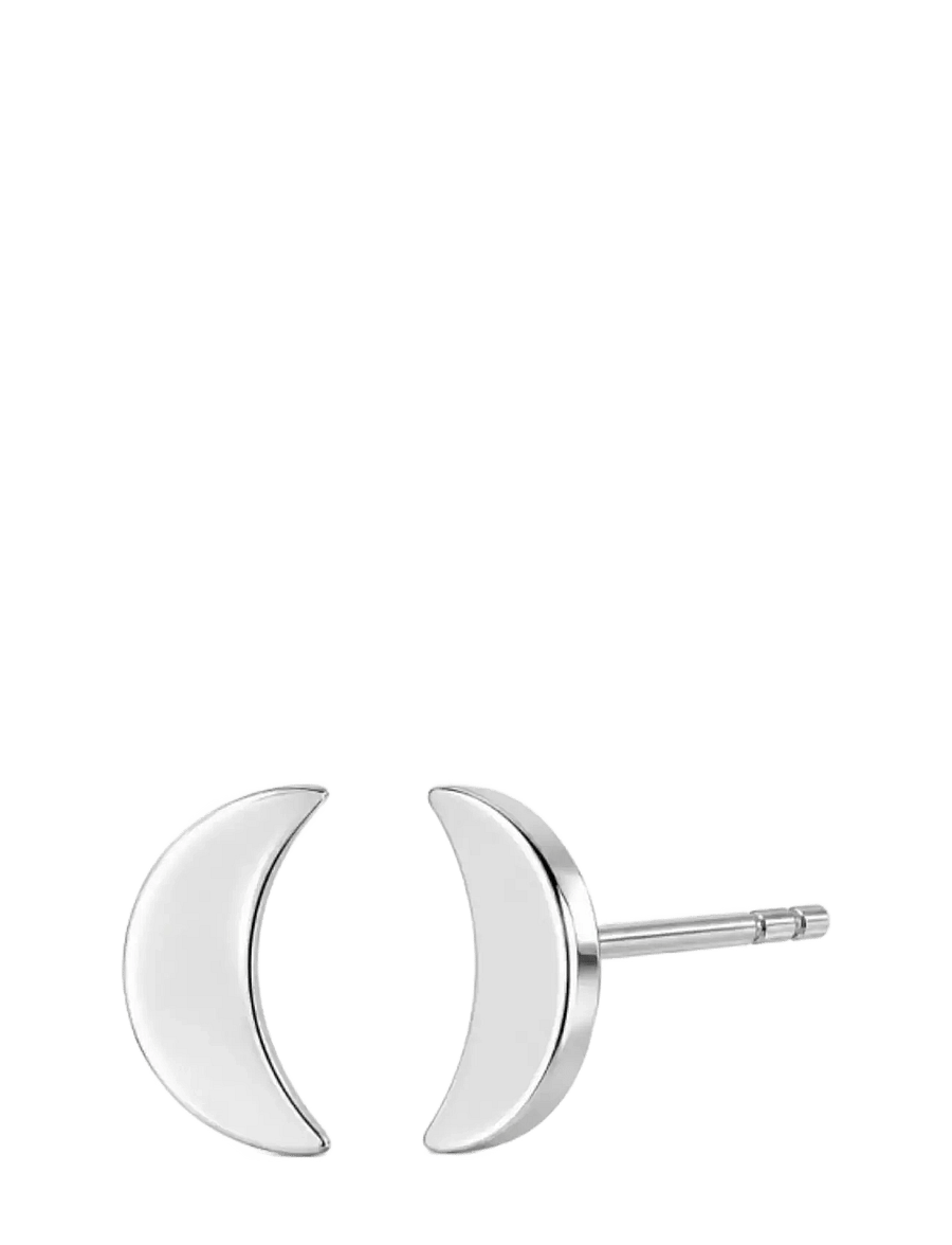 Bud To Rose - Moon Stud Earring Silver - ohrstecker - silver - 1
