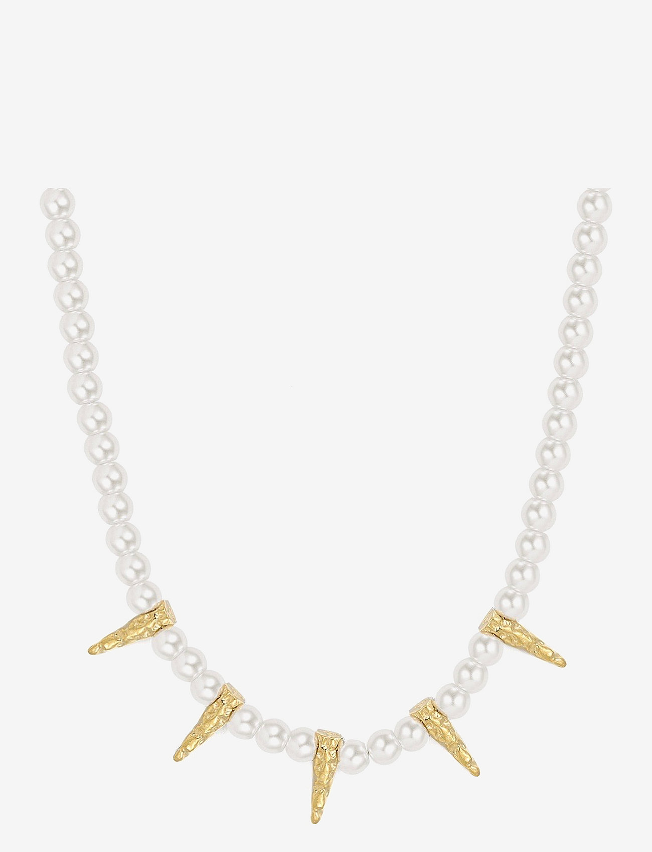 Bud to rose - Spike & Pearl Necklace Silver - perlekæder - gold - 0