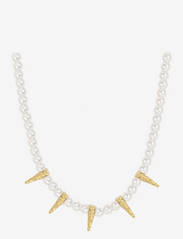 Spike & Pearl Necklace Silver - GOLD