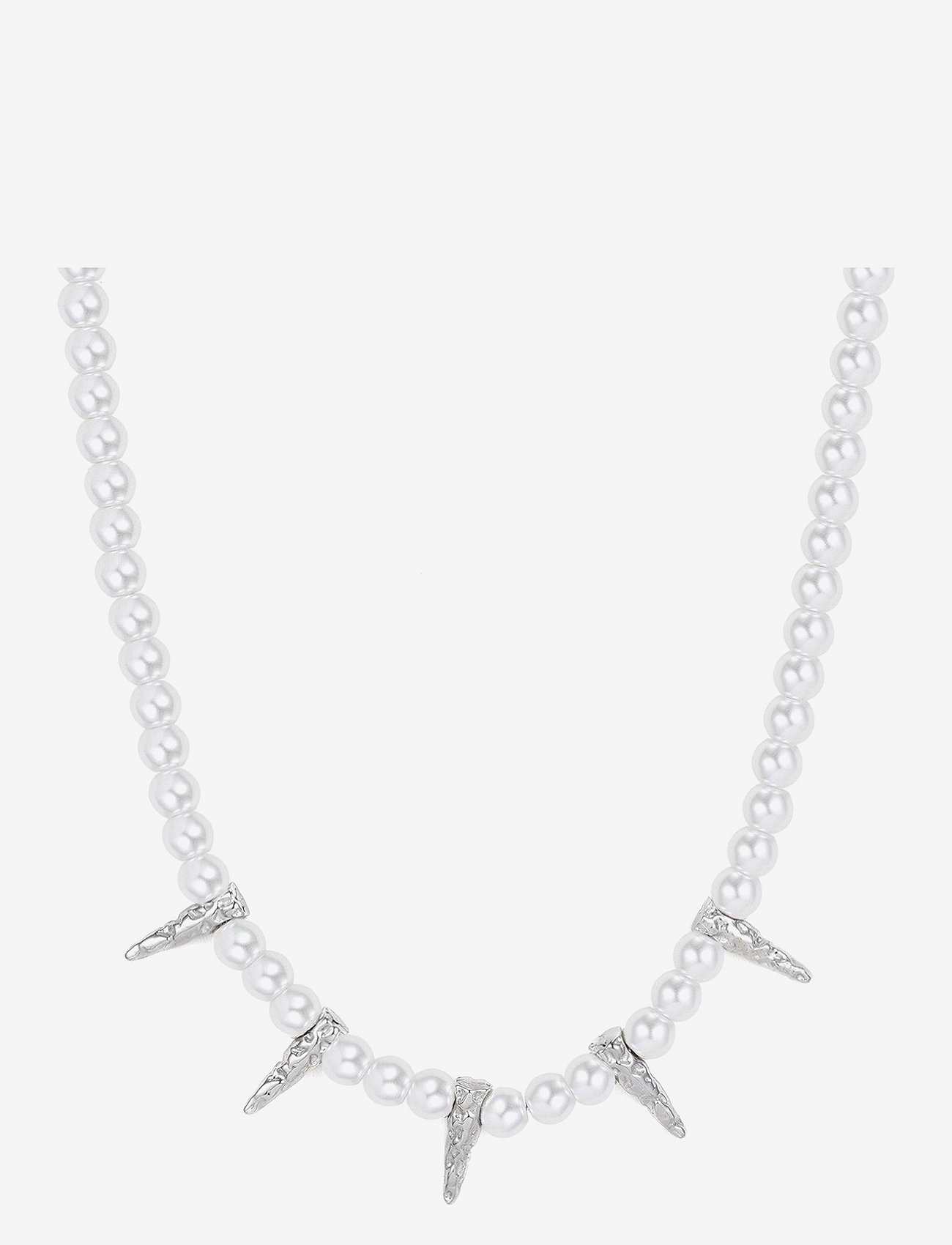 Bud to rose - Spike & Pearl Necklace Silver - pärlikeed - silver - 0
