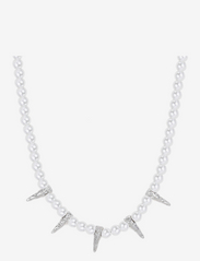 Bud to rose - Spike & Pearl Necklace Silver - perlekæder - silver - 0