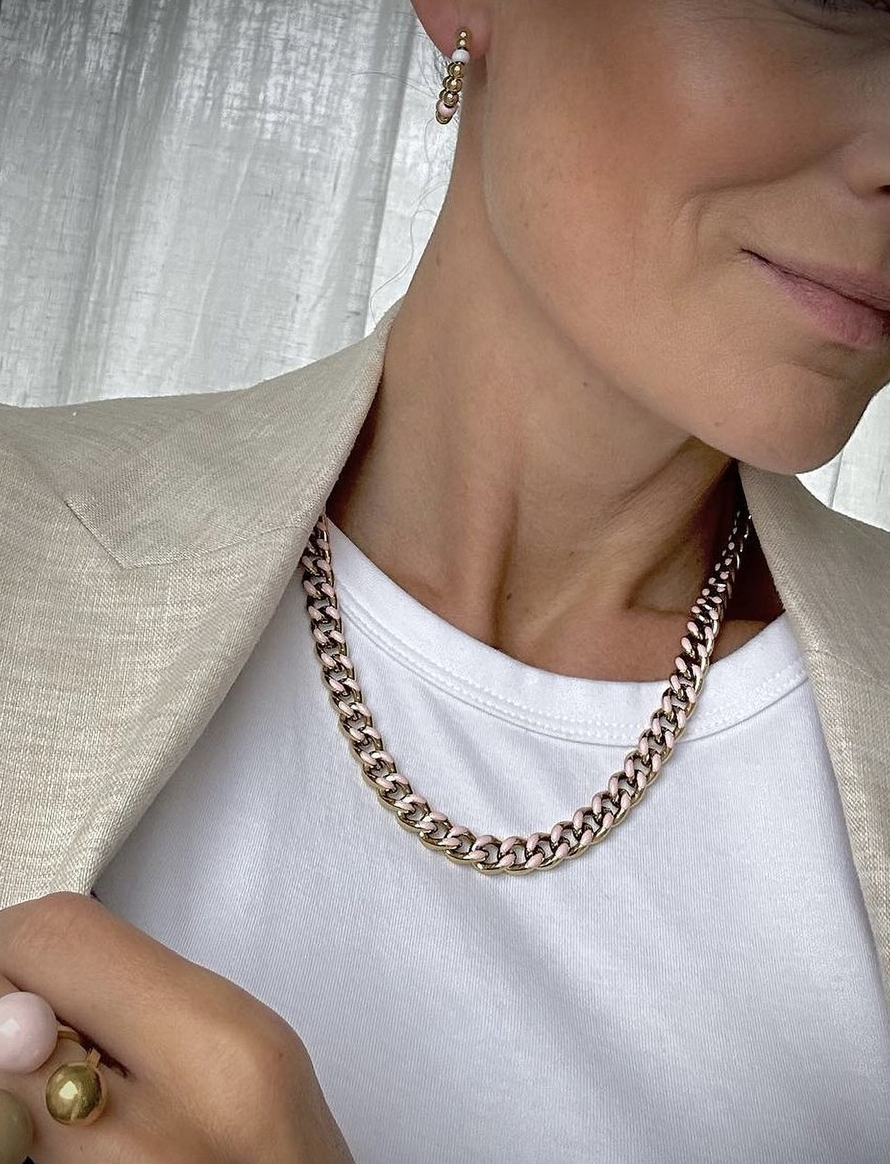 Bud to rose - Riviera Reversible Small Necklace White/gold - feestelijke kleding voor outlet-prijzen - pink - 1