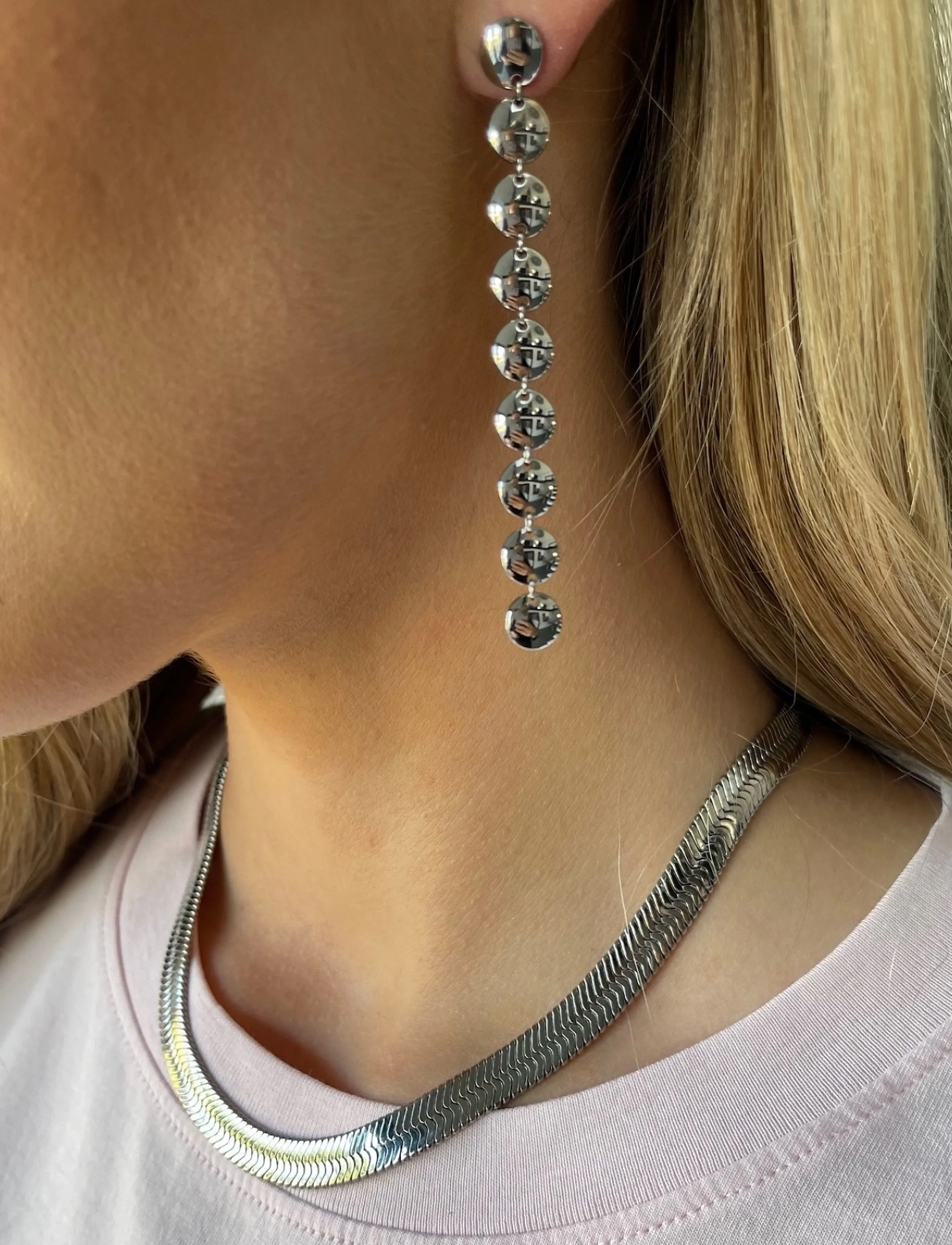 Bud To Rose Capri Long Earring Silver, One Size, Earrings, Silber - Pendants Frauen