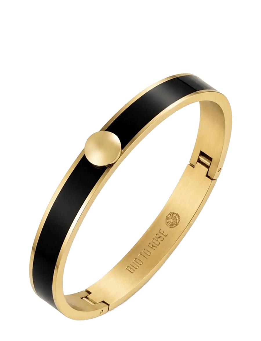 Bud To Rose - Capri Enamel Bracelet Black/Gold - bangles-armband - gold - 0