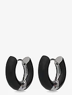 Huggie Enamel Chunky Hoop - BLACK/SLVER