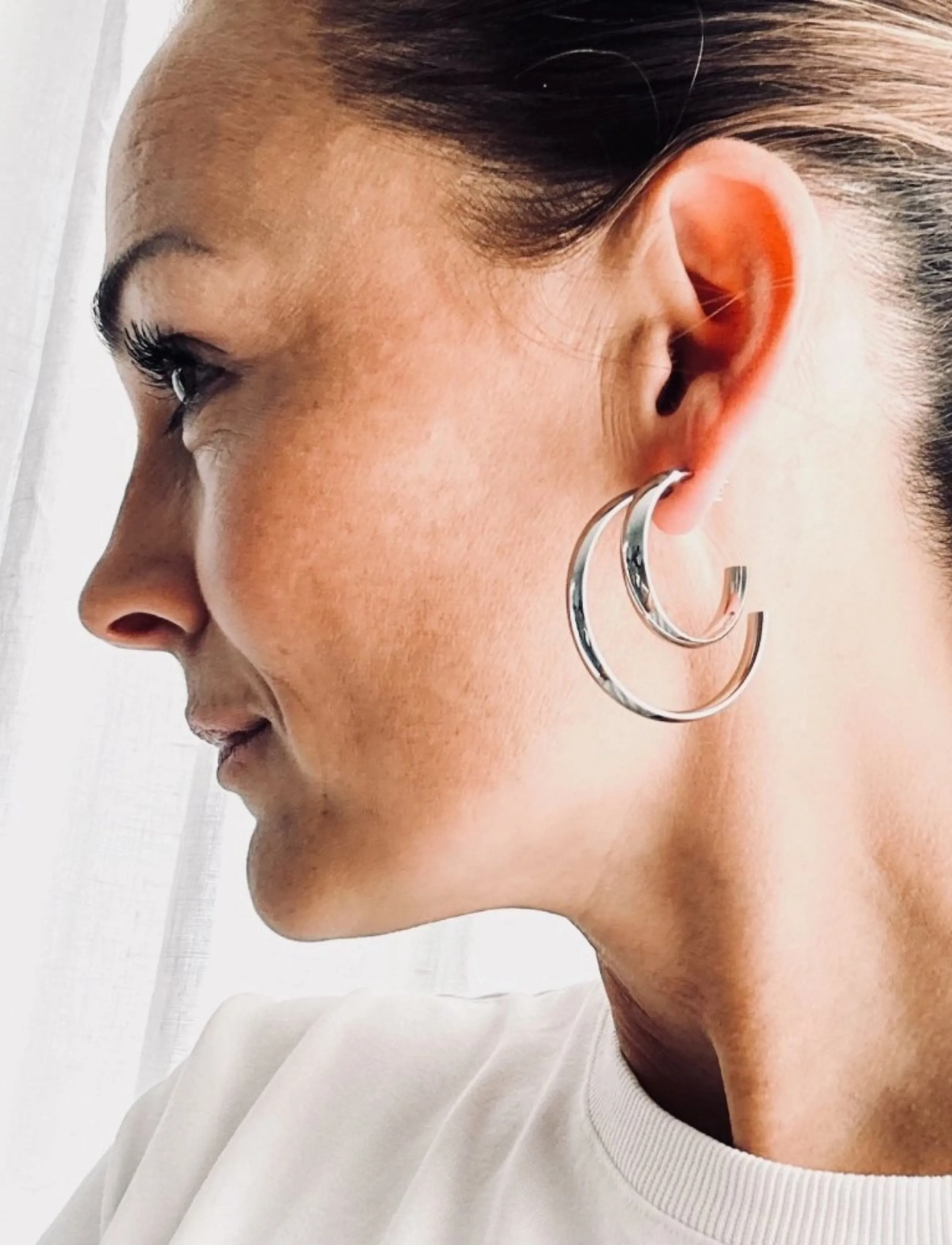 Bud To Rose Annie Hoop 30Mm Silver, One Size, Earrings, Silber - Hoops, Frauen
