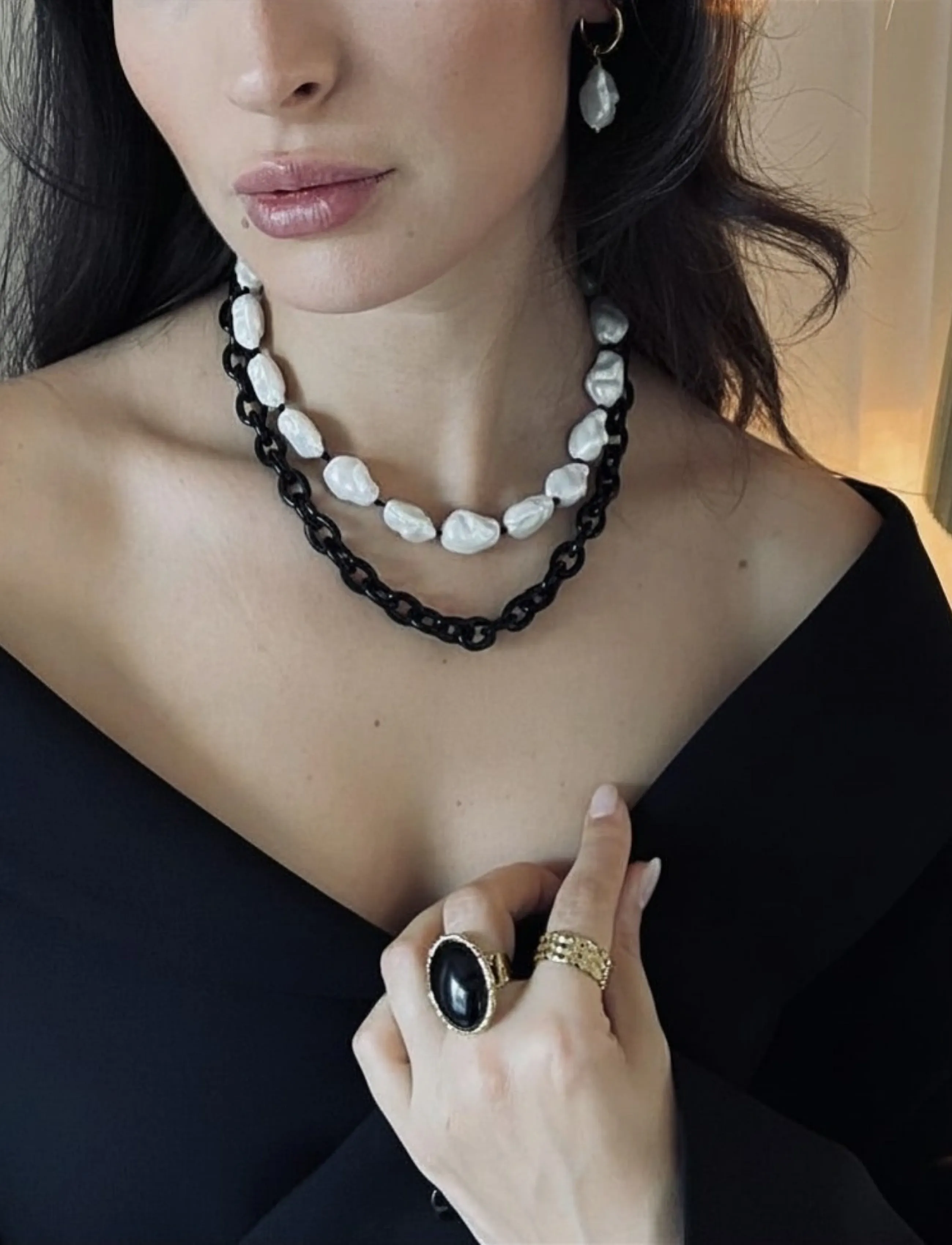 Bud To Rose Soho Chain Necklace Black, One Size, Necklaces, Schwarz - Frauen