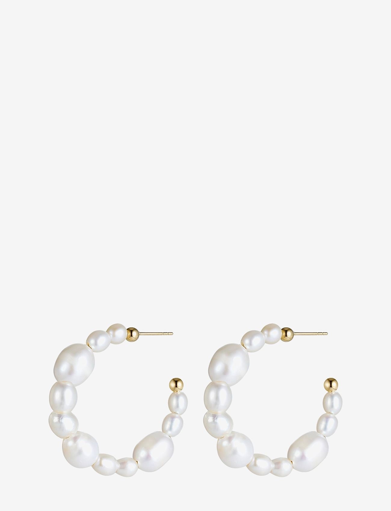 Bud to rose - Posh Pearl Hoop Earring - pearl earrings - gold - 0