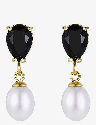 Bud to rose Posh Crystal Pearl Earring Black/gold (btr2342005)