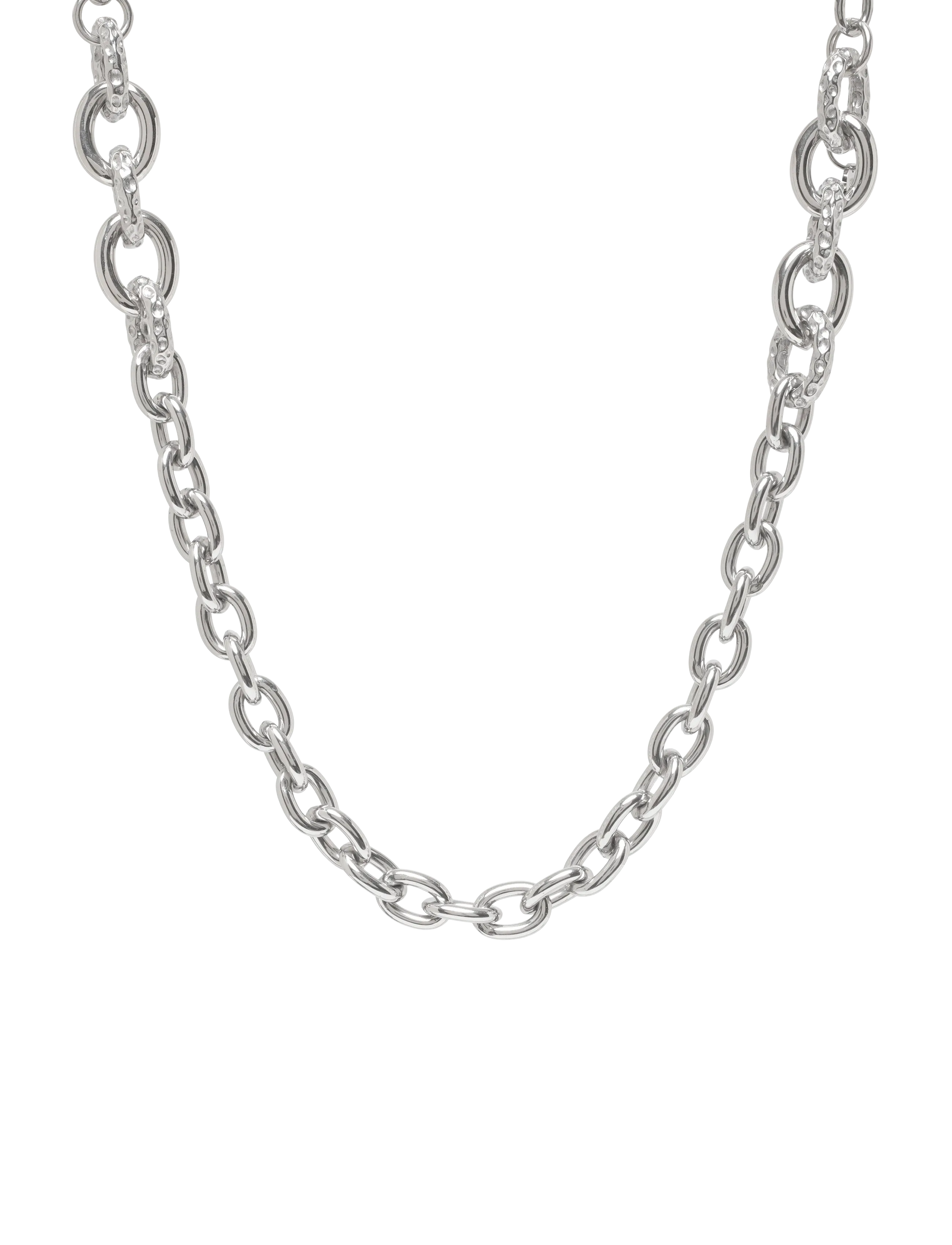 Bud to rose Ridge Mix Chunky Long Necklace Silver - Chain necklaces - SILVER / silver