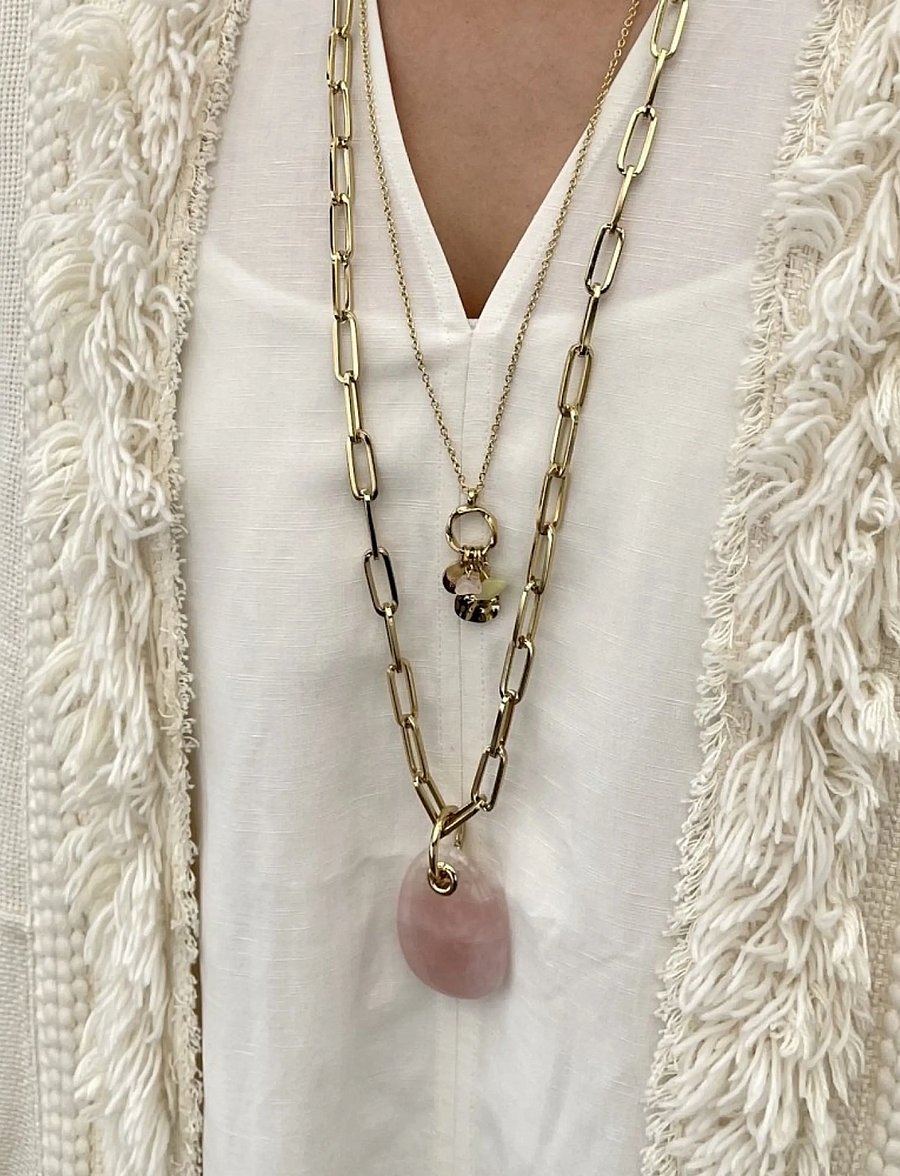 Bud To Rose - Harmony Necklace Lt.Pink/Gold - halskæder - pink/gold - 3
