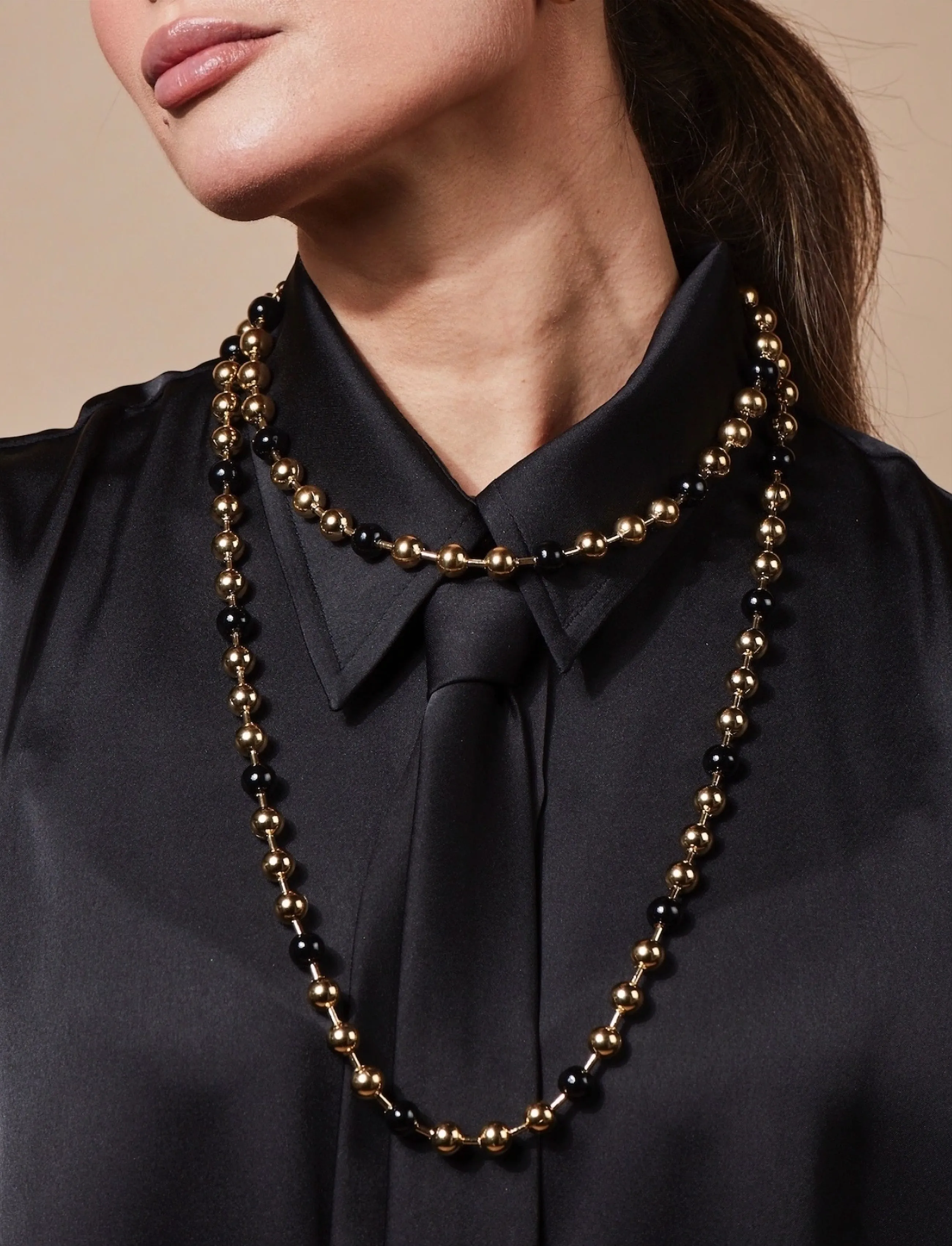 Bud To Rose Eclipse Short Necklace Black/Gold, Kvinder, Perle Halskæde, Guld, Str: ONE SIZE