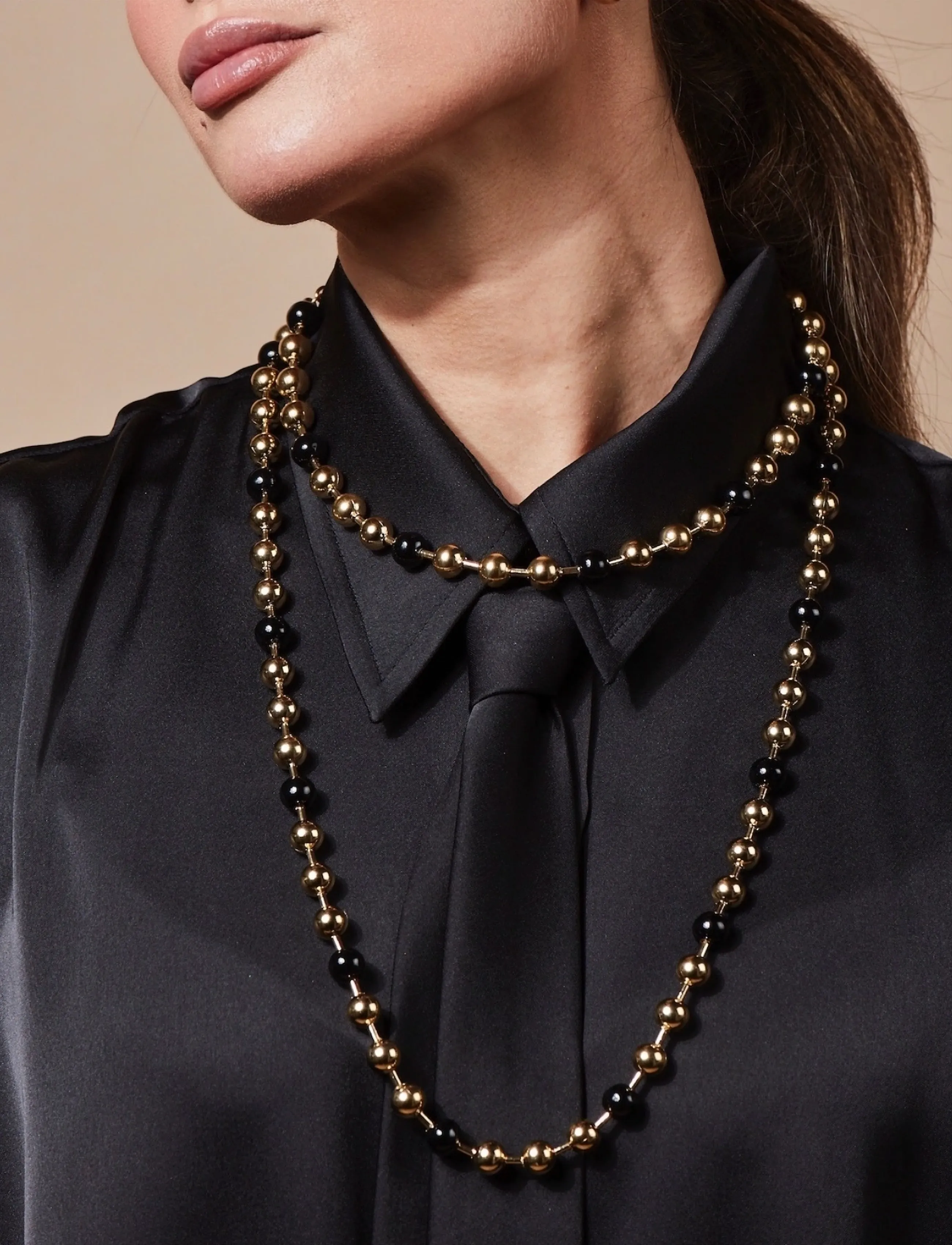 Bud To Rose Eclipse Long Necklace Black/Gold, One Size, Necklaces, Gold - Statement Frauen