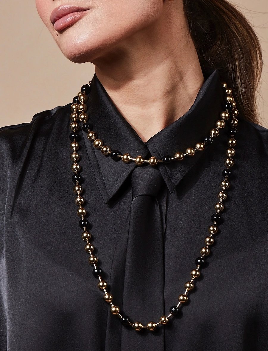 Bud To Rose - Eclipse Long Necklace Black/Gold - masyvūs kaklo papuošalai - black/gold - 0