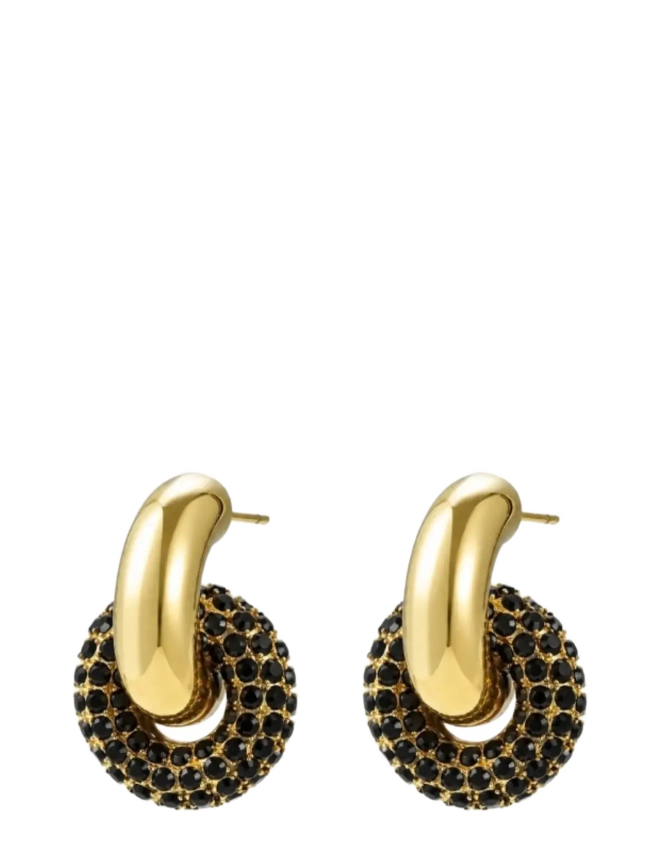 Bud To Rose Lola Double Crystal Earring Black/Gold - Schmuck - GOLD / gold