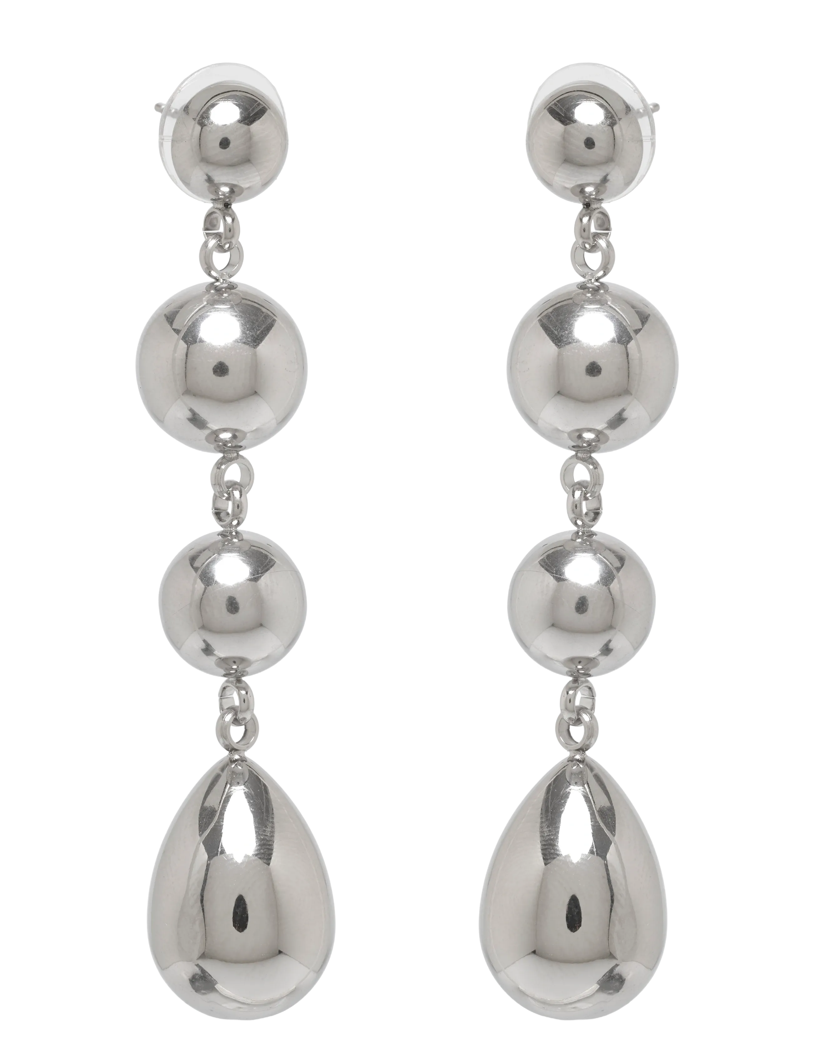 Bud to rose Long Drop Earring Silver - Modern femininity - SILVER / silver