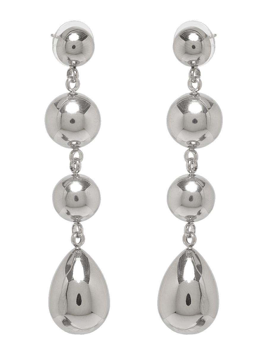 Bud To Rose - Long Drop Earring Silver - statement øreringe - silver - 1