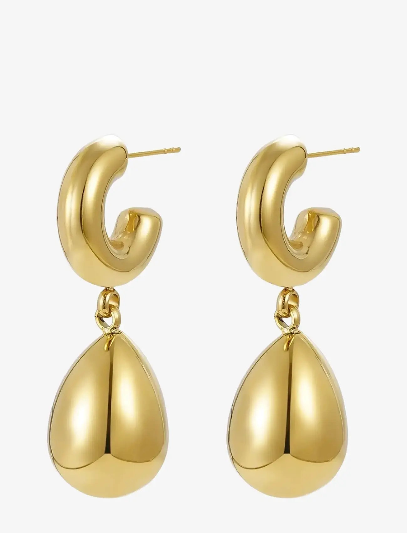 Bud to rose - Chunky Hoop Drop Earring Silver - statement øreringe - gold - 1