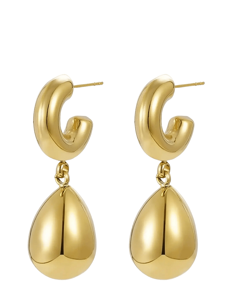 Bud to rose - Chunky Hoop Drop Earring Silver - statement-ohrringe - gold - 1
