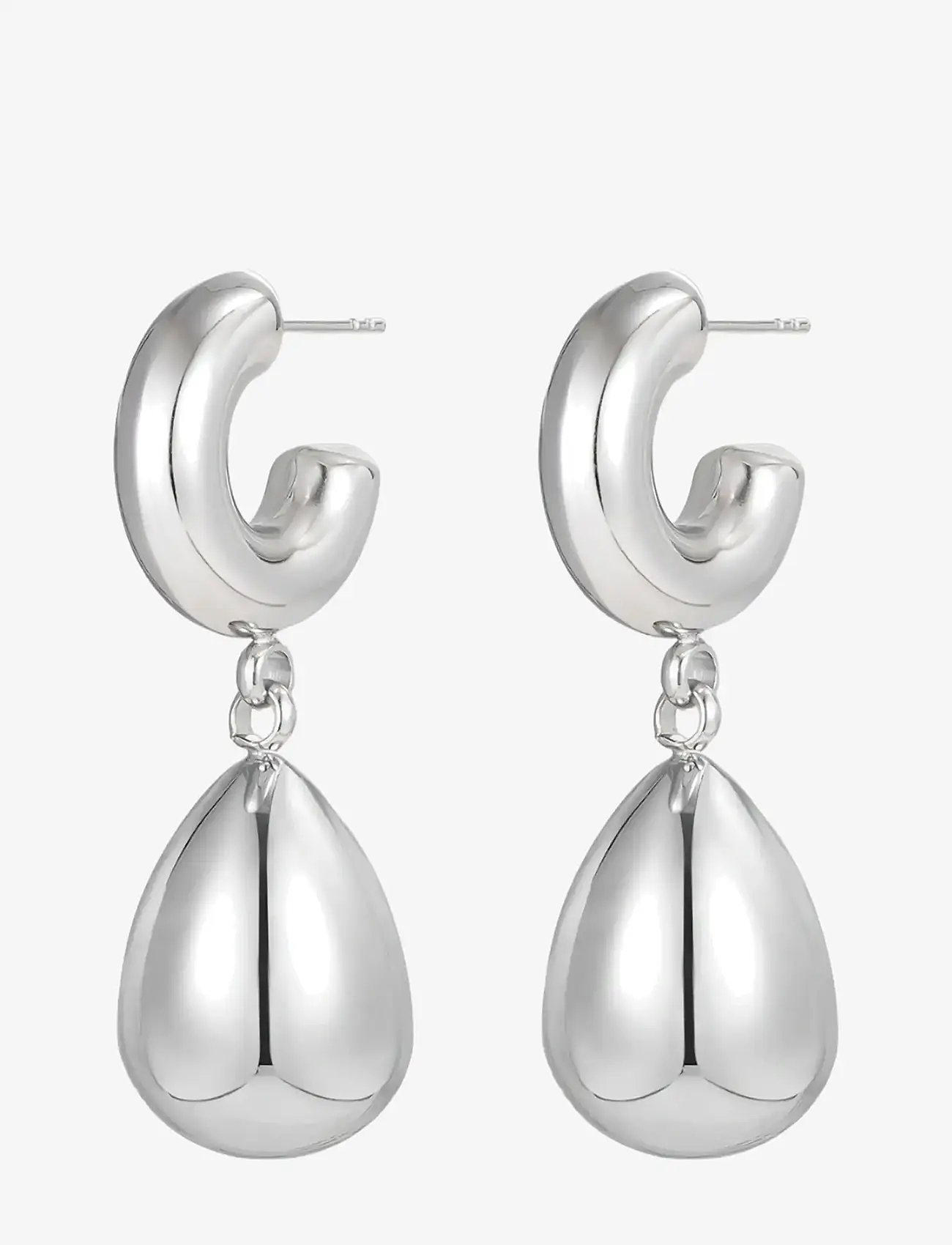 Bud to rose - Chunky Hoop Drop Earring Silver - statement-ohrringe - silver - 1