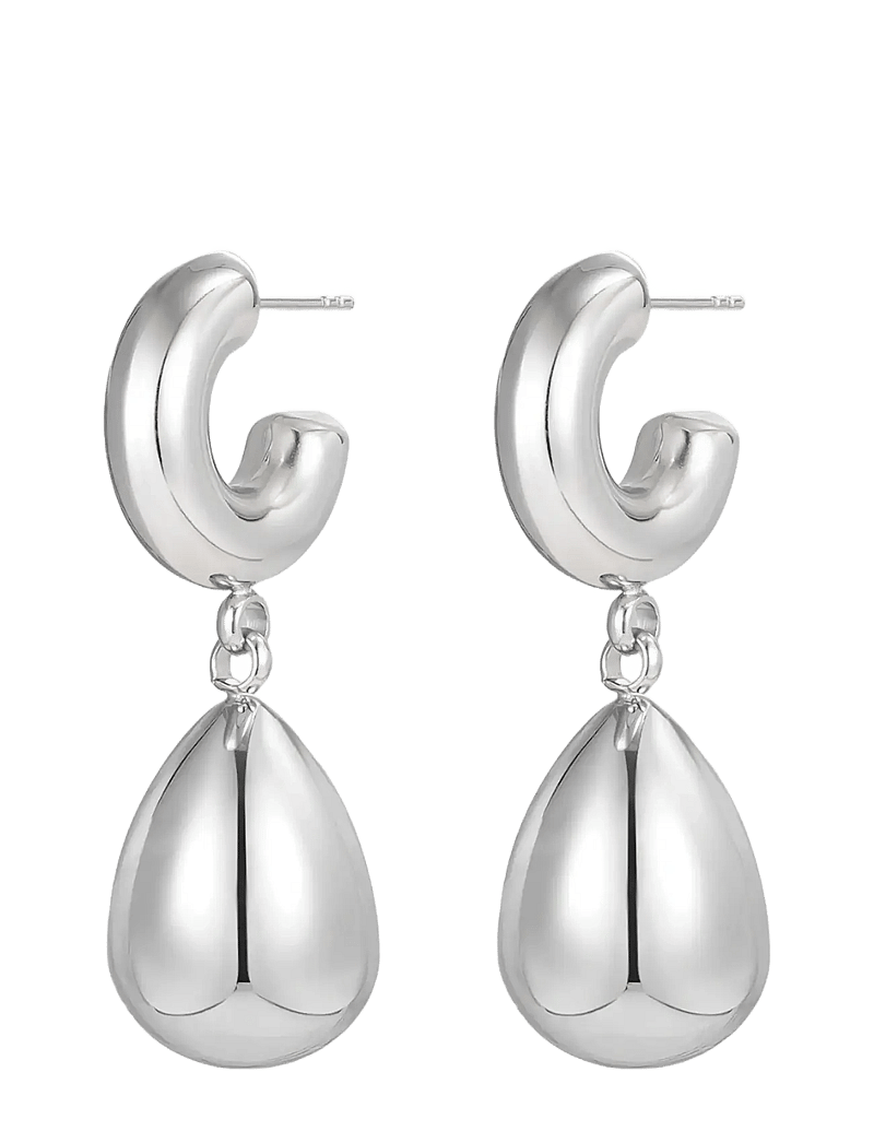 Bud to rose - Chunky Hoop Drop Earring Silver - statement-ohrringe - silver - 1