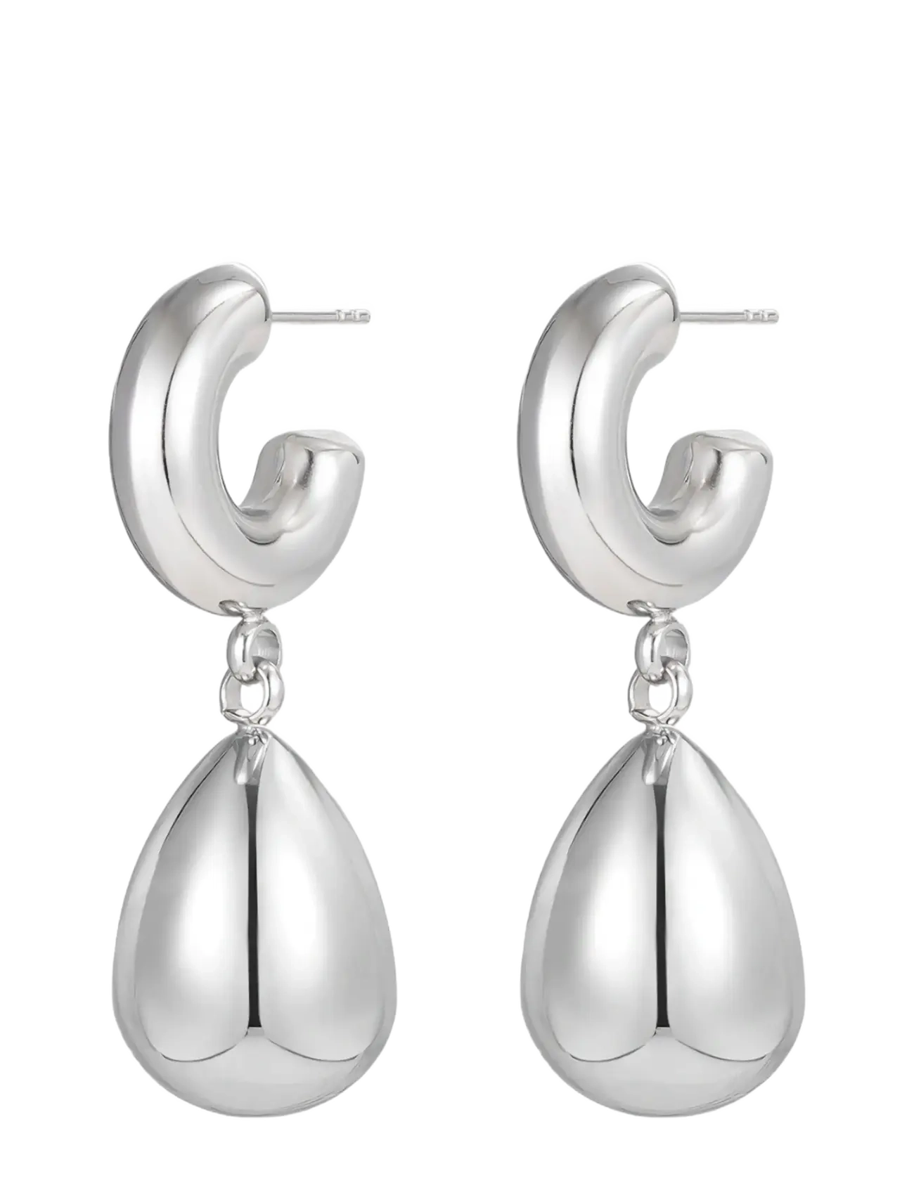 Bud to rose Chunky Hoop Drop Earring Silver - Echtschmuck - SILVER / silver