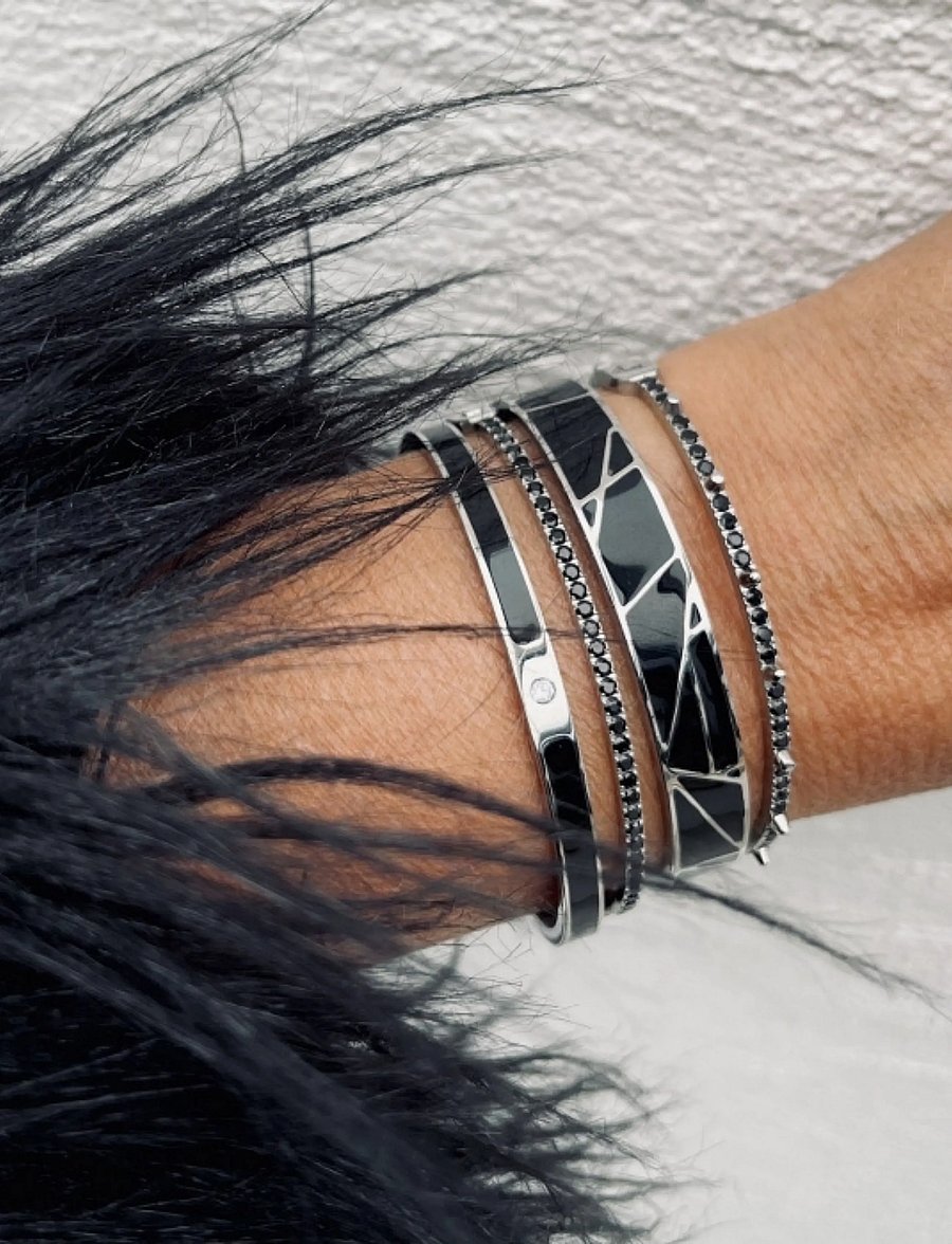 Bud To Rose - Crown Spike Bracelet Black/Silver - armreifen - black/silver - 0