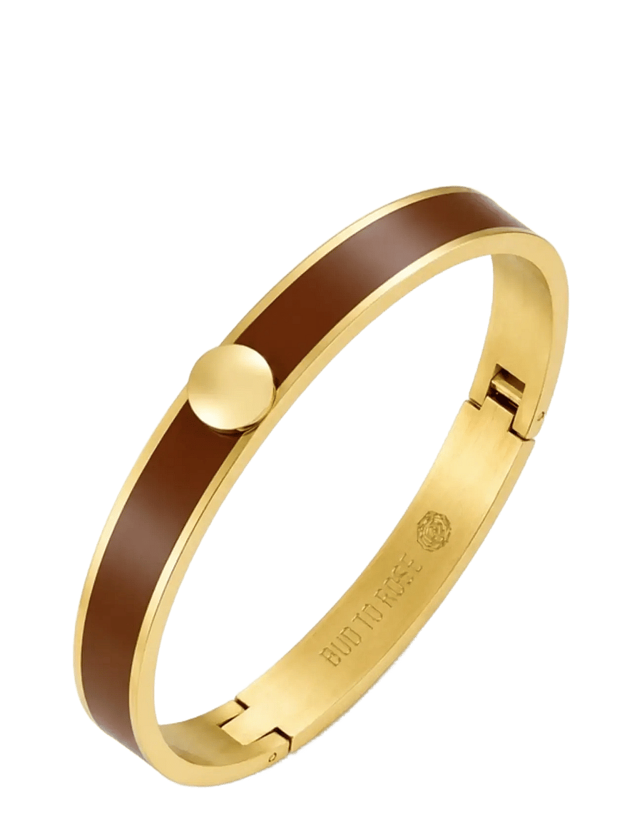 Bud To Rose - Capri Enamel Bracelet Brown/Gold - bangles - brown/gold - 0