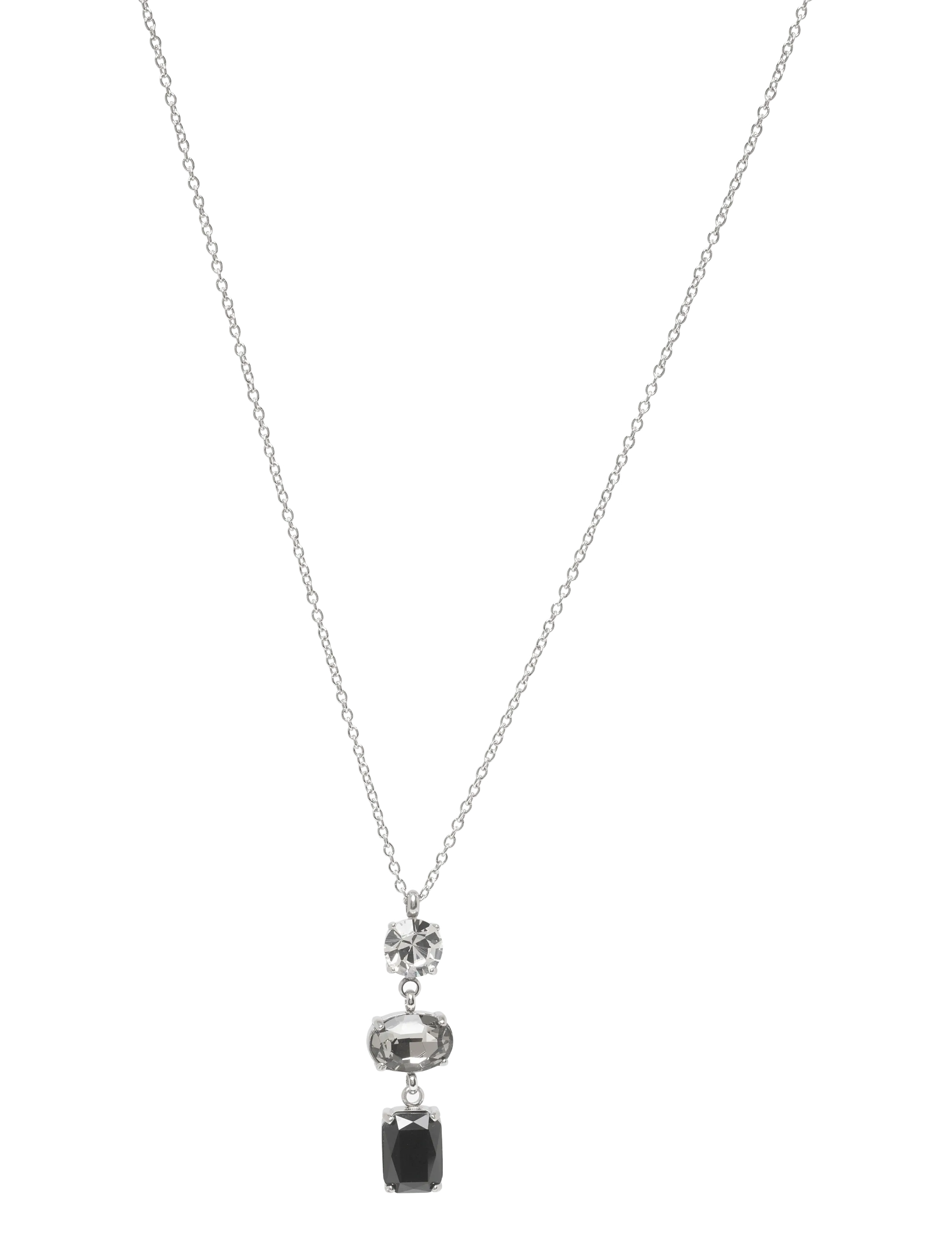 Bud to rose Grace Necklace Black/Silver - Pendant necklaces - BLACK/SILVER / silver