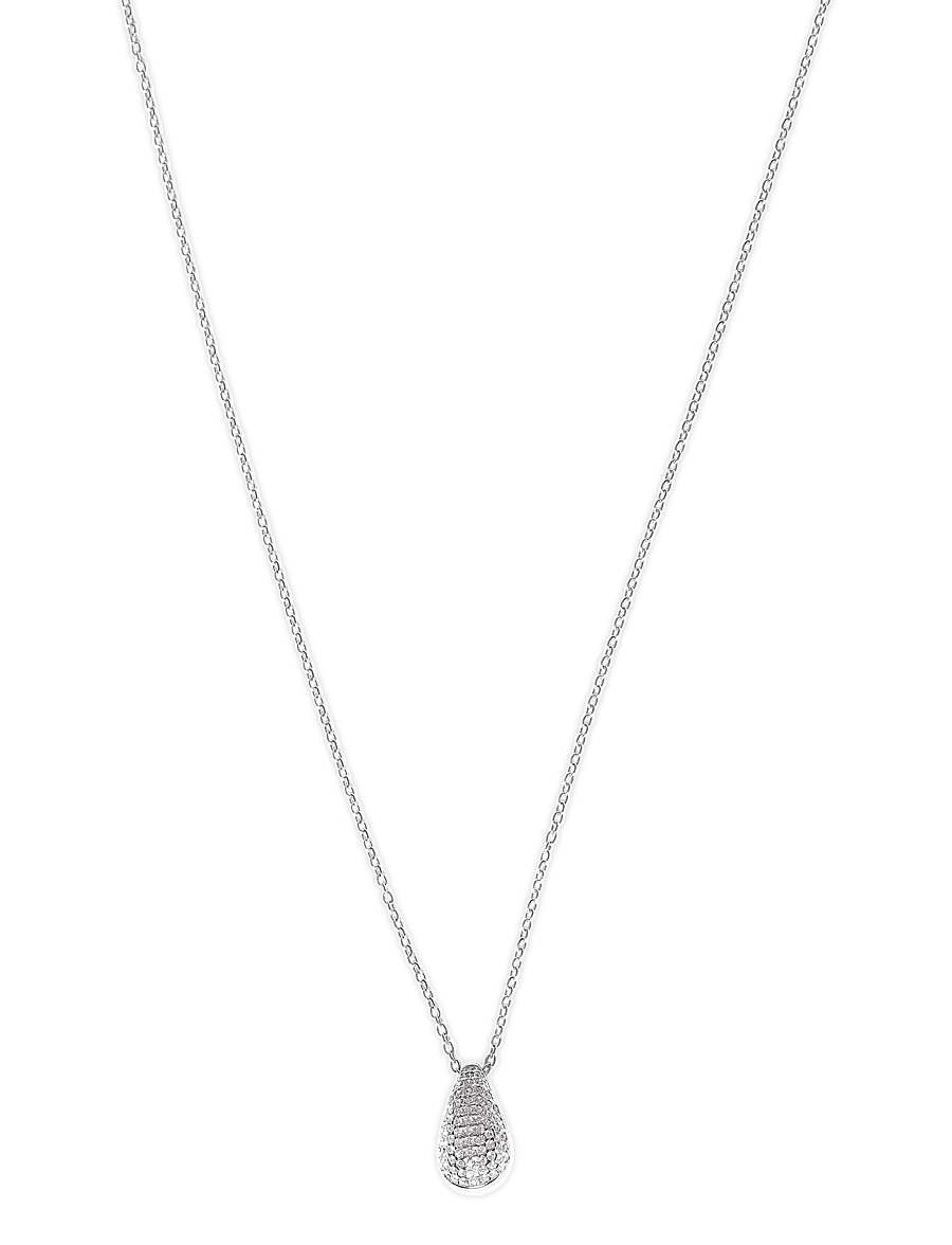 Bud To Rose - Drop Crystal Necklace Clear/Silver - silver - 0