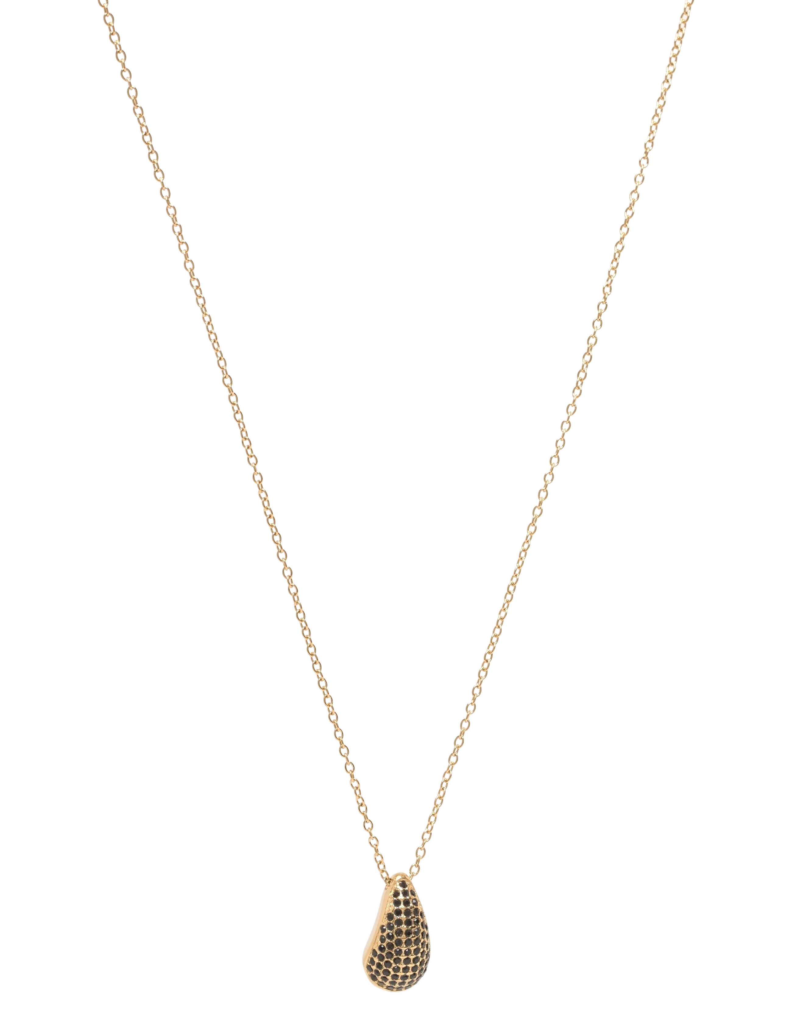 Bud to rose Drop Crystal Necklace Black/Silver - Pendant necklaces - BLACK/GOLD / gold