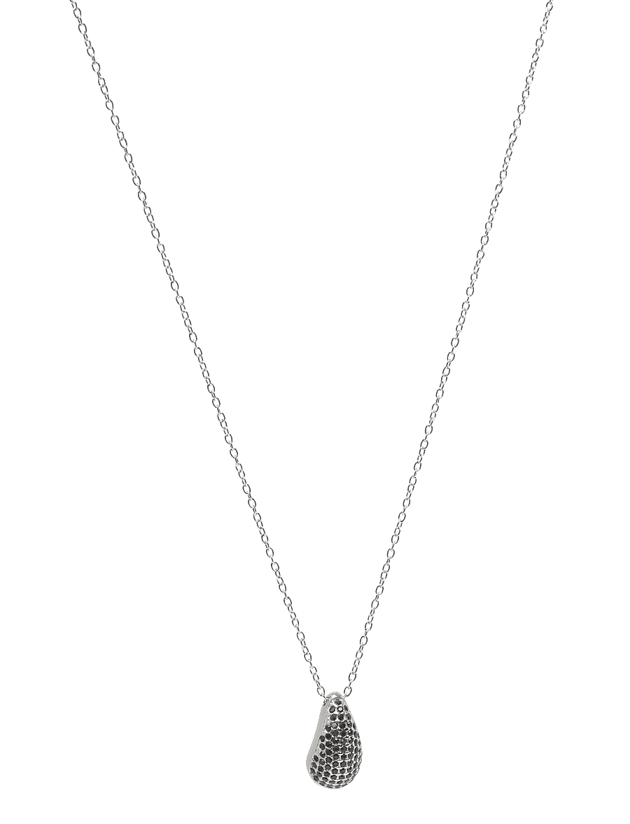 Bud To Rose - Drop Crystal Necklace Black/Silver - halskæder med vedhæng - black/silver - 0