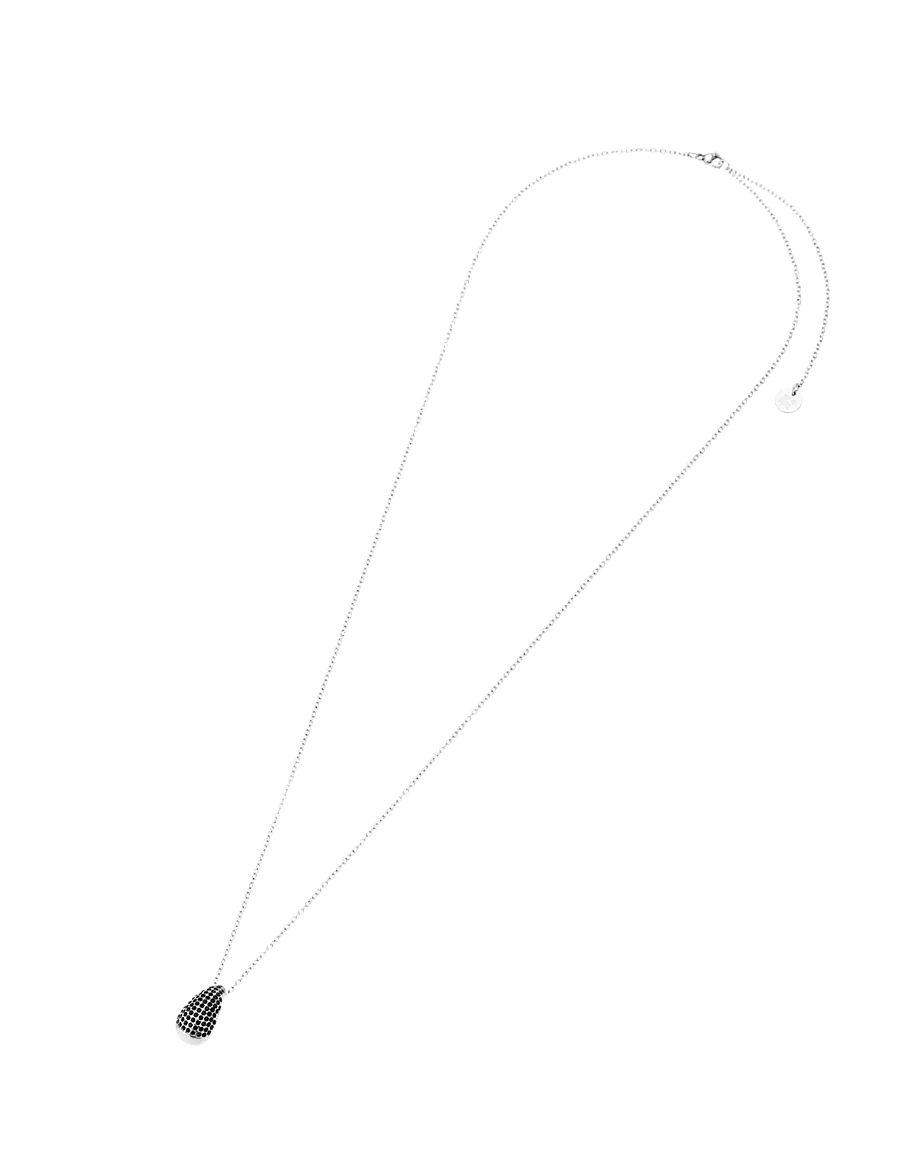 Bud To Rose - Drop Crystal Necklace Black/Silver - halskæder med vedhæng - black/silver - 1