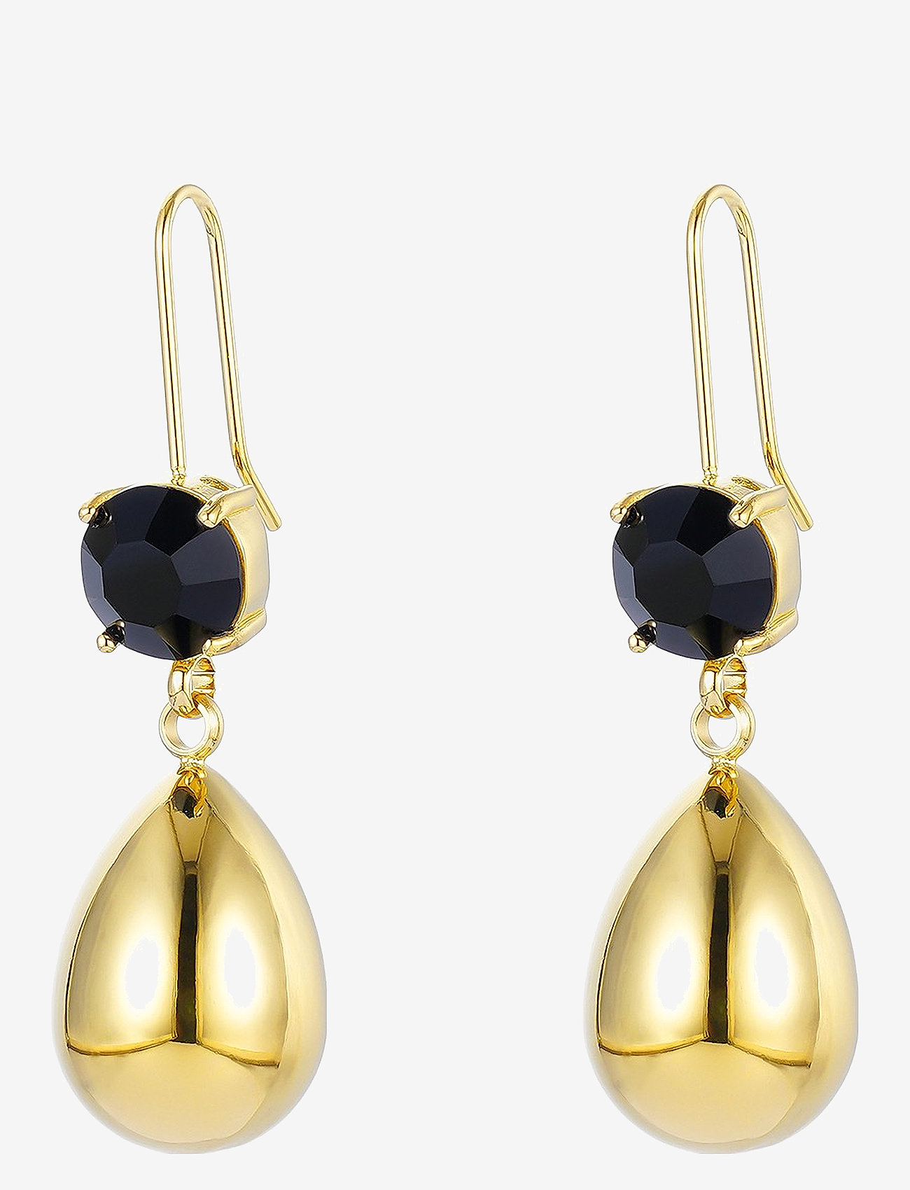 Bud to rose - Drop Crystal Hook Earring - Øreringe med vedhæng - black/gold - 1